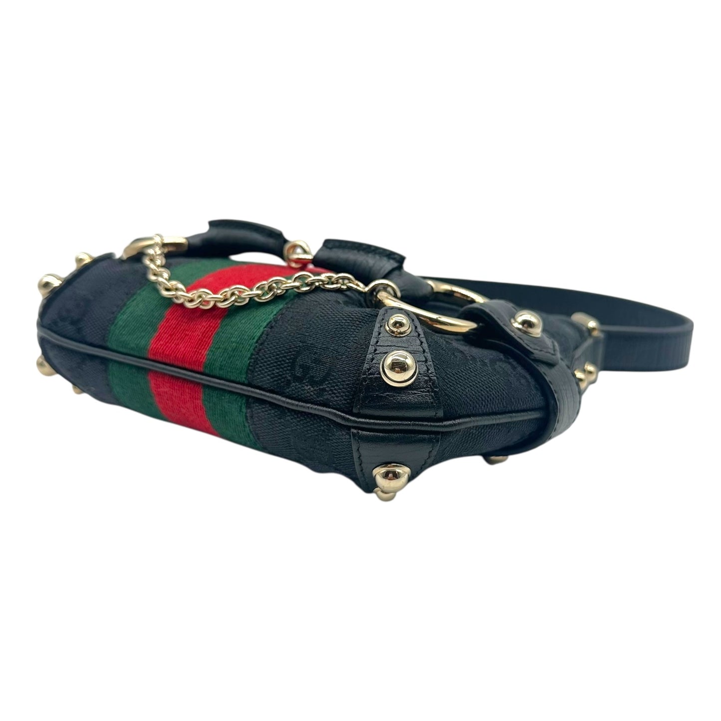 Gucci by Tom Ford Black Monogram & Stripe Horsebit Pochette Bag