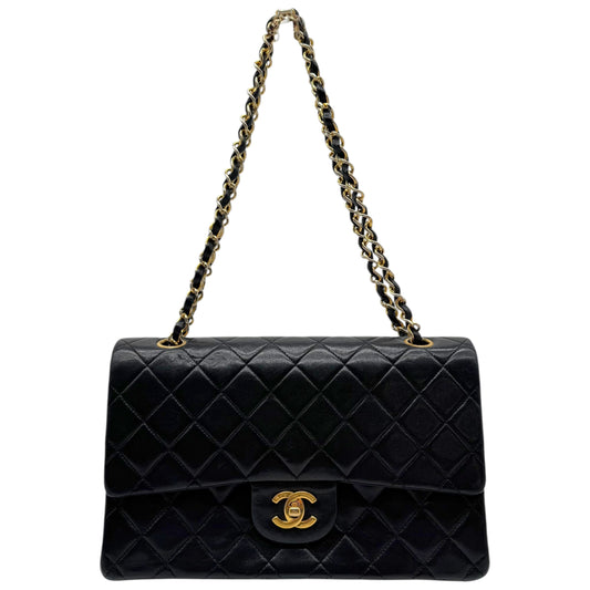 Chanel Black Lambskin Matelasse Medium Classic Double Flap Bag 1989-91