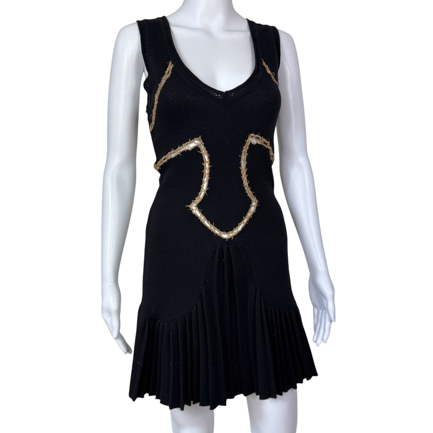 Just Cavalli Roberto Cavalli Black & Gold Knit Sweater Mini Dress