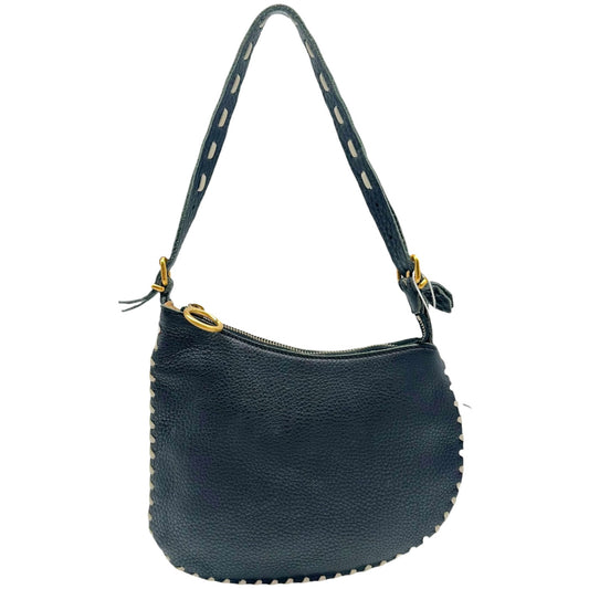 Fendi Small Oyster Bag Black White Whipstitch Leather