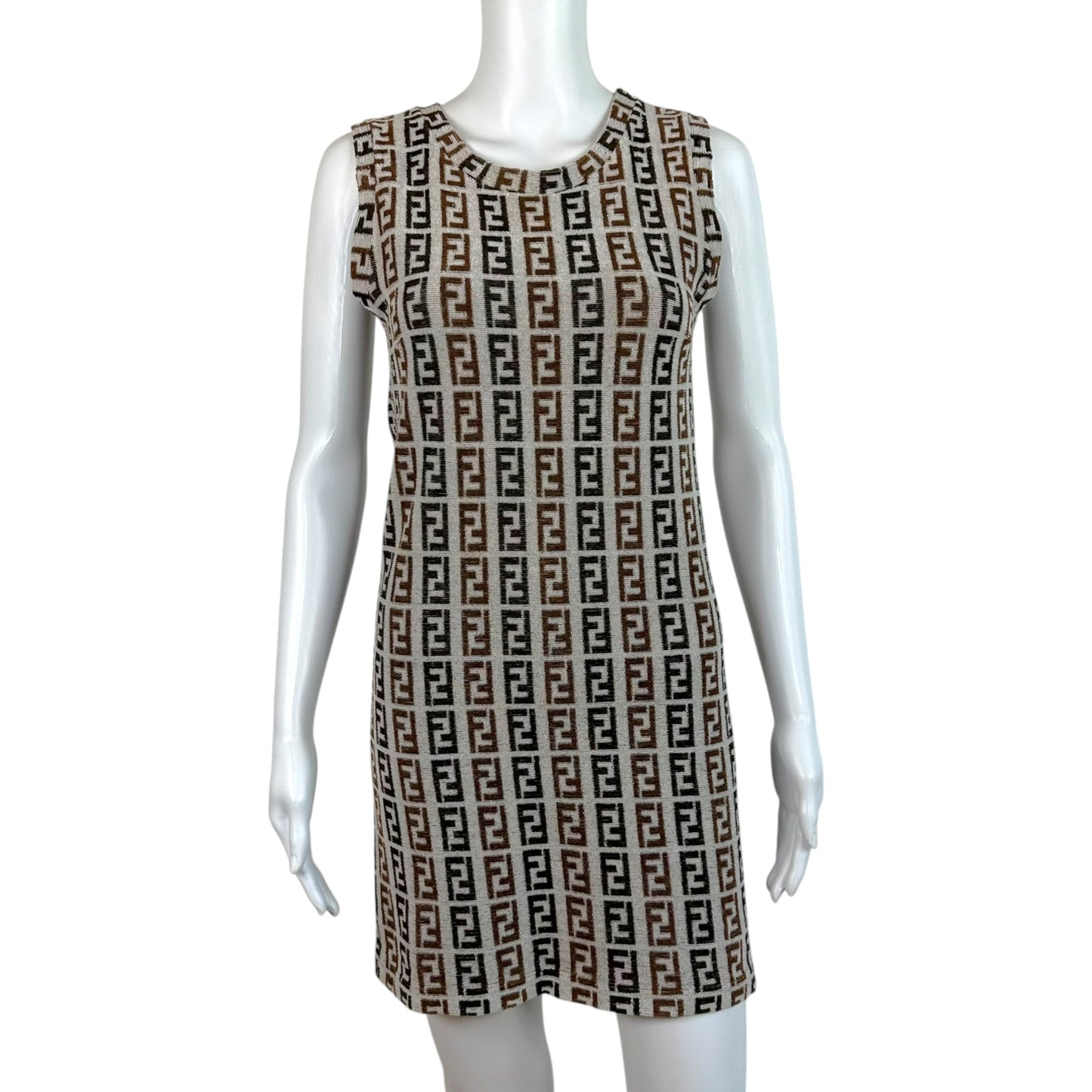 Fendi Mini Dress Gray Brown Zucca Monogram Terry