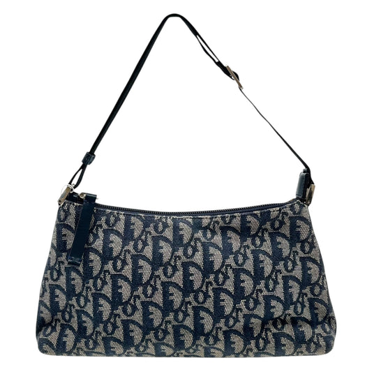 Christian Dior Navy Blue Monogram Trotter Shoulder Pochette Bag