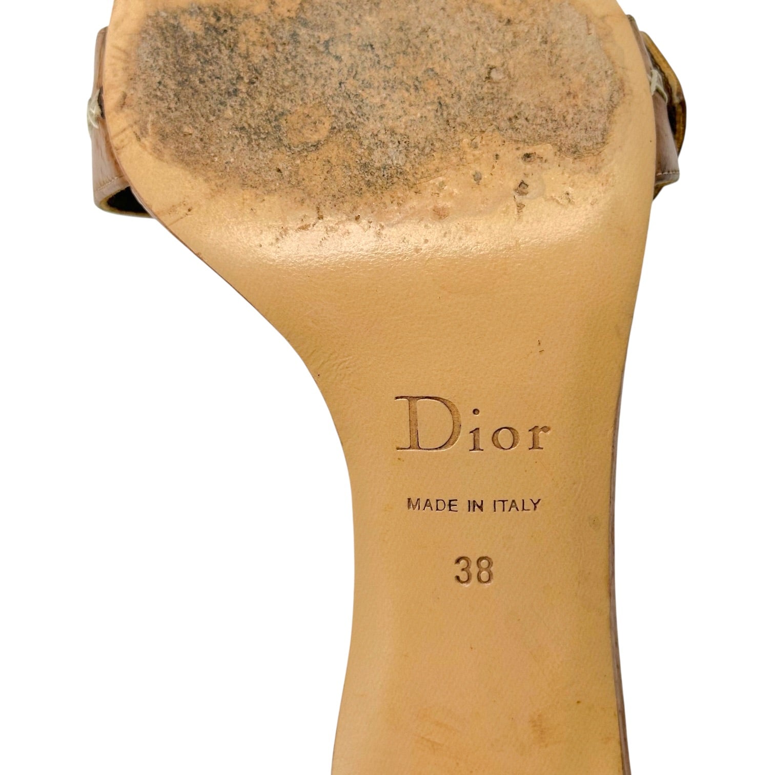 Christian Dior Tan Leather Heeled Mule Sandals