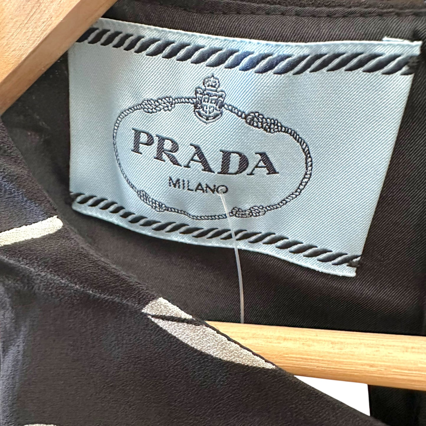 Prada A-Line Midi Dress Black White Lip Print