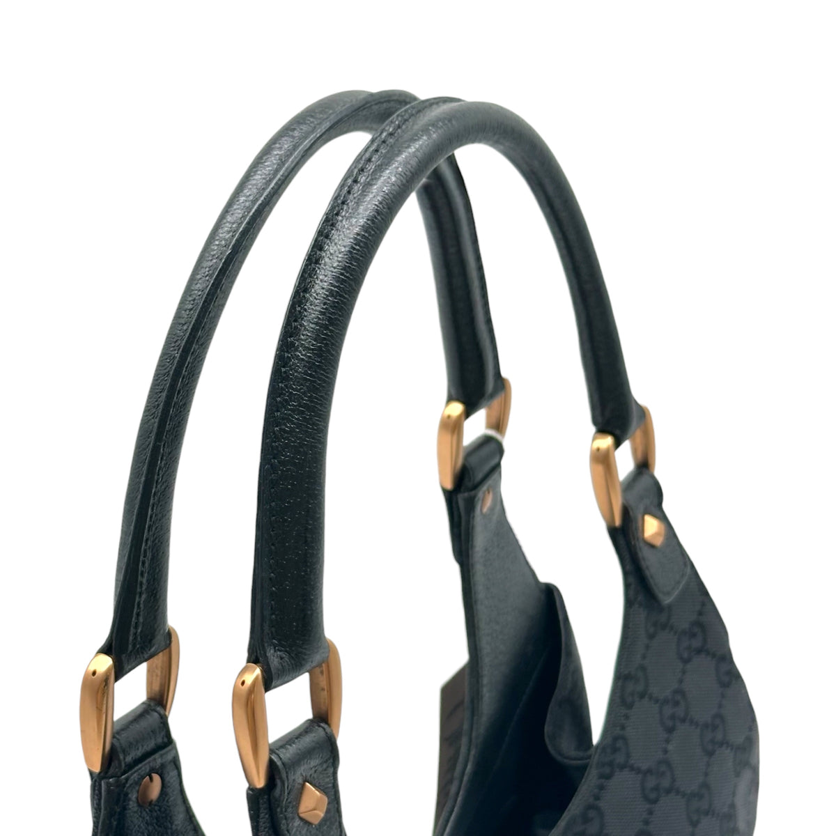 Gucci Black Monogram Shoulder Bag with Rose Gold Hardware