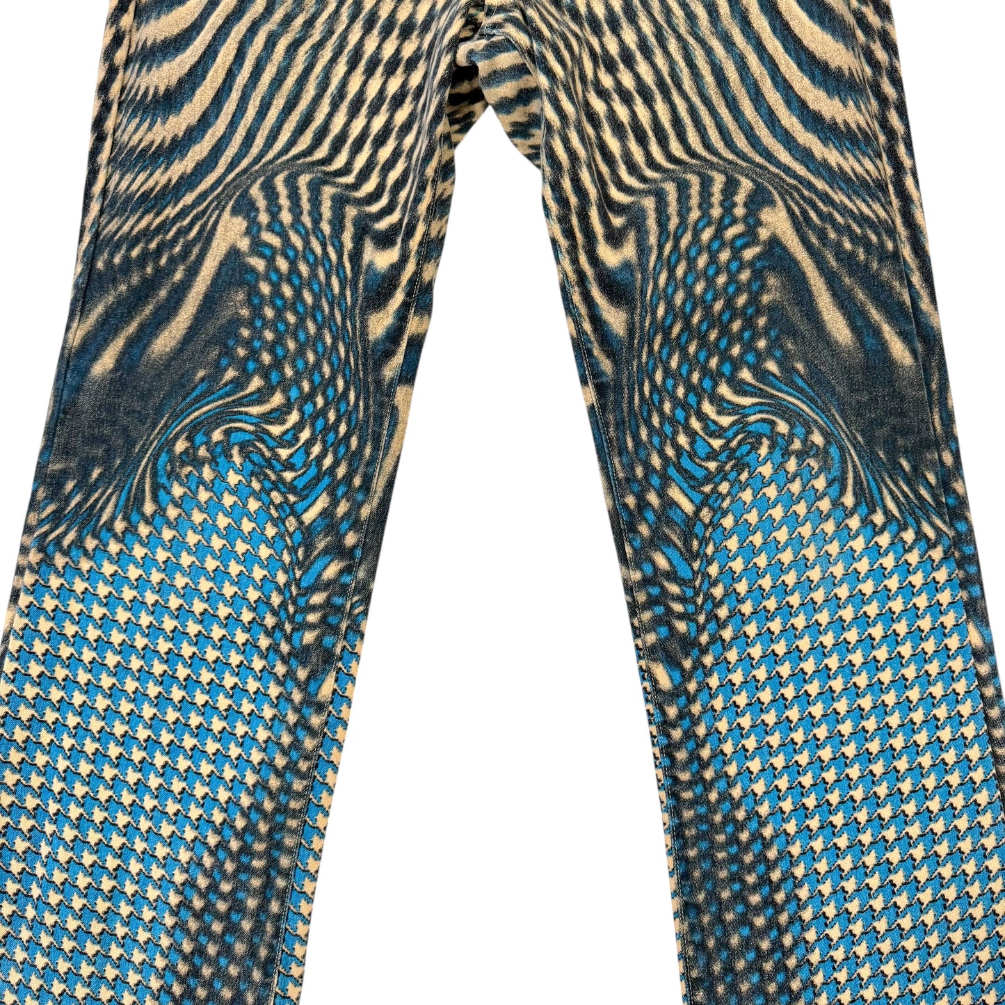 Just Cavalli Roberto Cavalli Blue & Tan Psychadelic Jeans