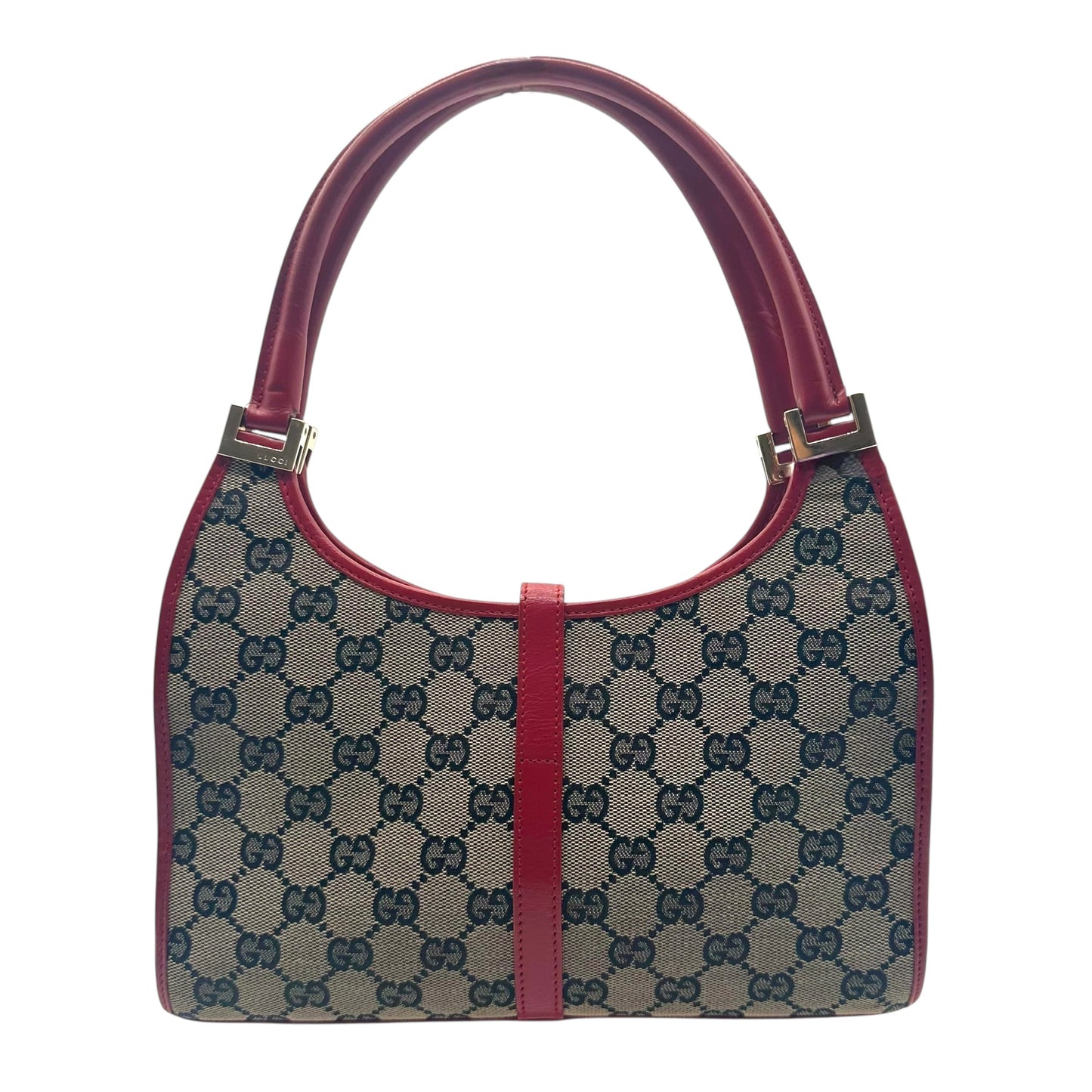 Gucci Gray Monogram & Red Trim Mini Jackie Bag