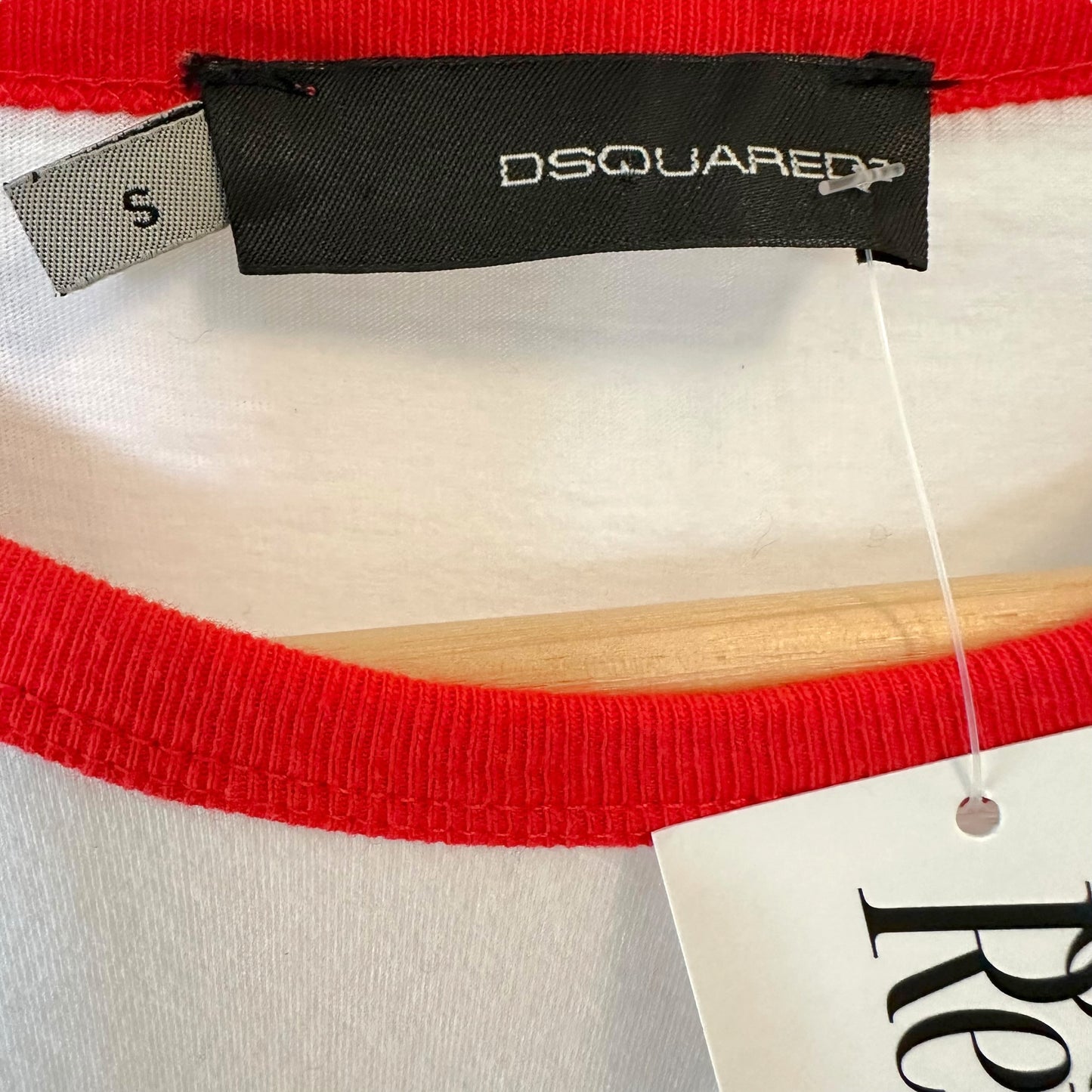 Dsquared2 Red & White Logo Patch Ringer T-Shirt - Outfit Repeater
