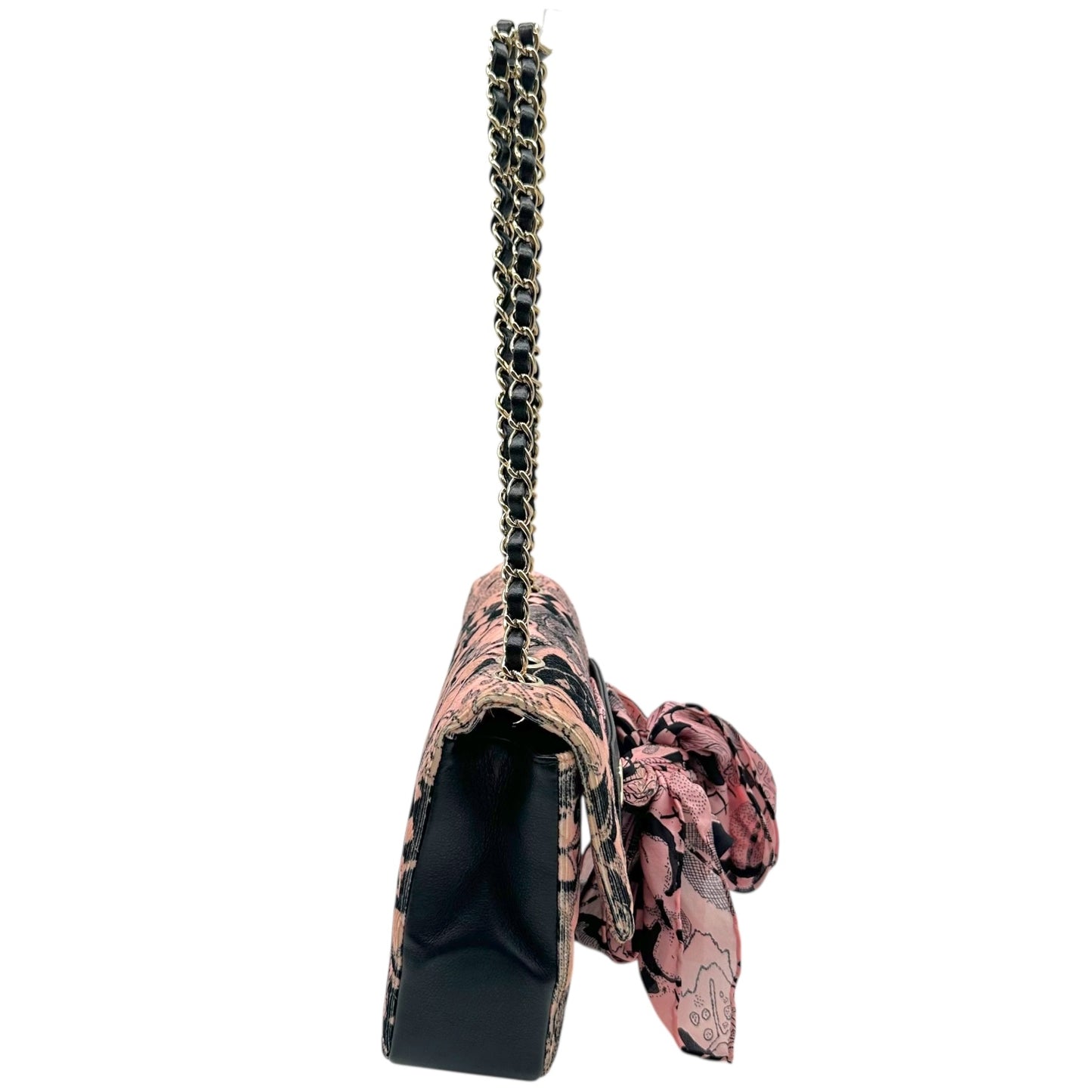 Chanel Pink & Black Corduroy Printed Limited Edition Flap Bag 2018-19