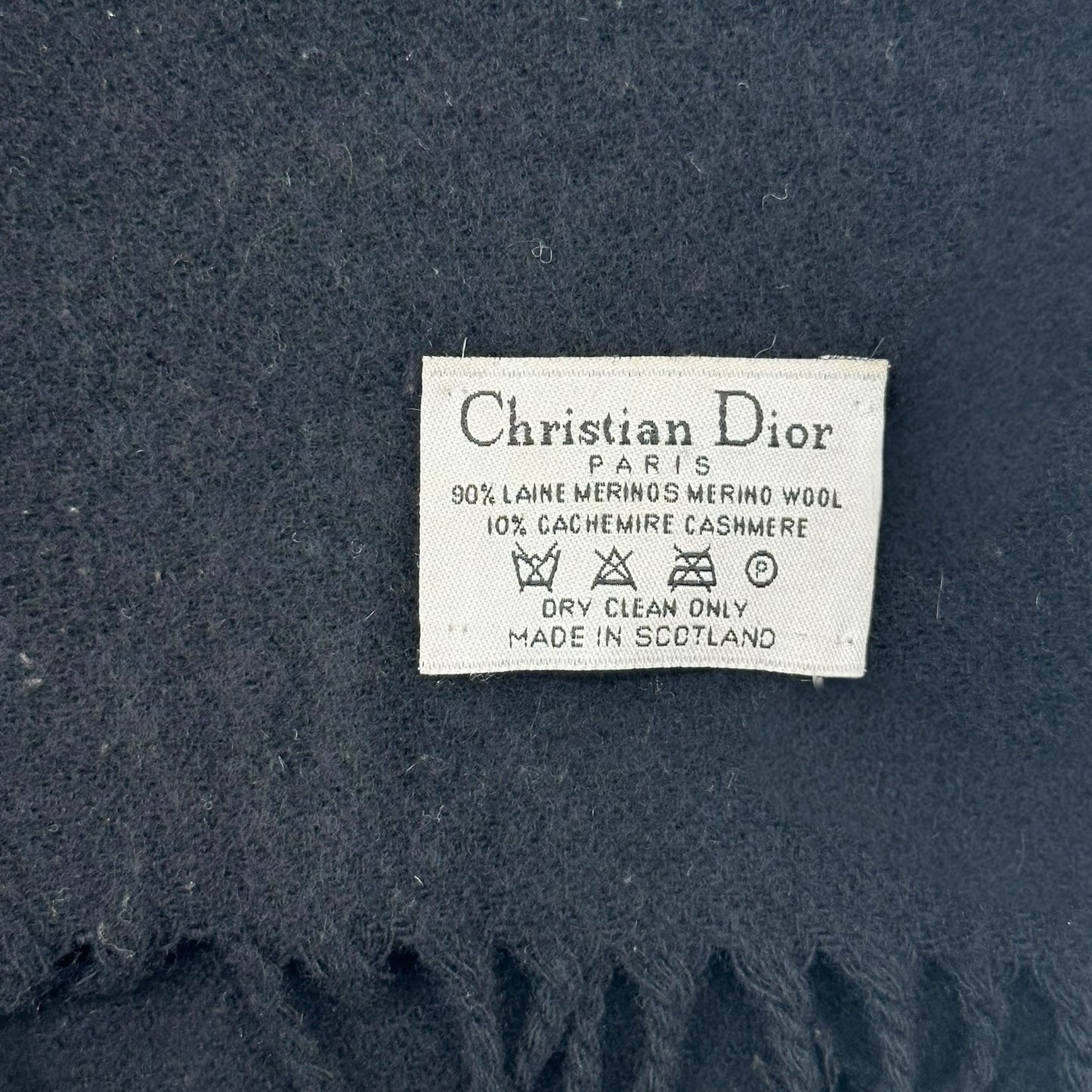 Christian Dior Black Cashmere & Wool Logo Scarf - Outfit Repeater