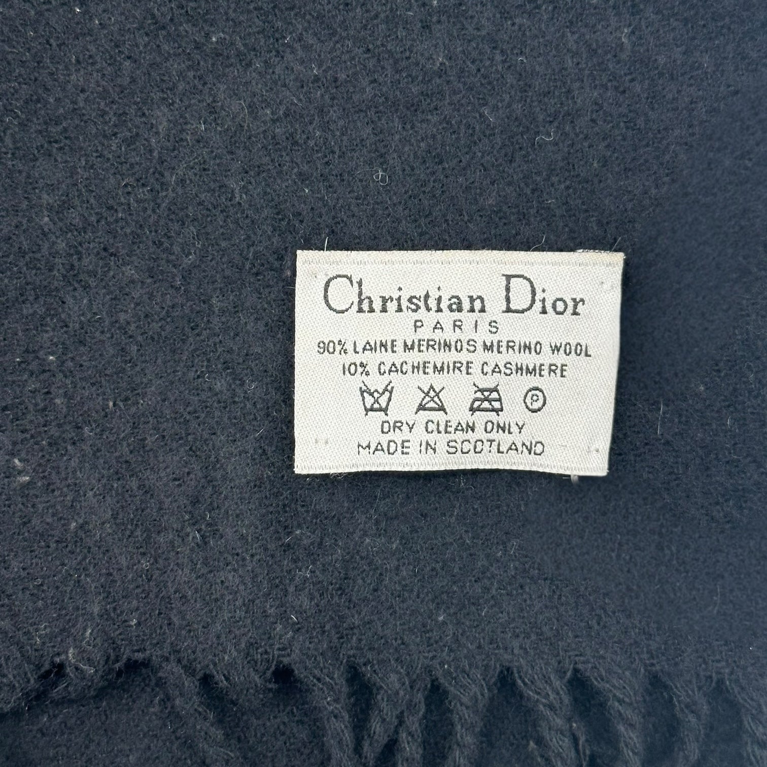 Christian Dior Black Cashmere & Wool Logo Scarf - Outfit Repeater