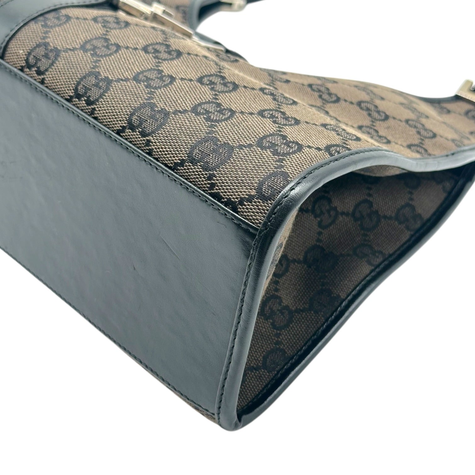 Gucci Jackie Shoulder Bag Brown Black Monogram Canvas