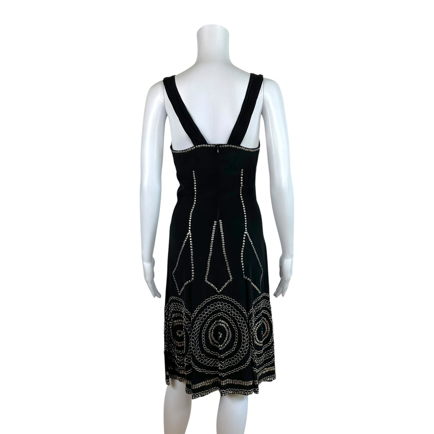 Roberto Cavalli Black Silk Maxi Dress with Metal Embellishments