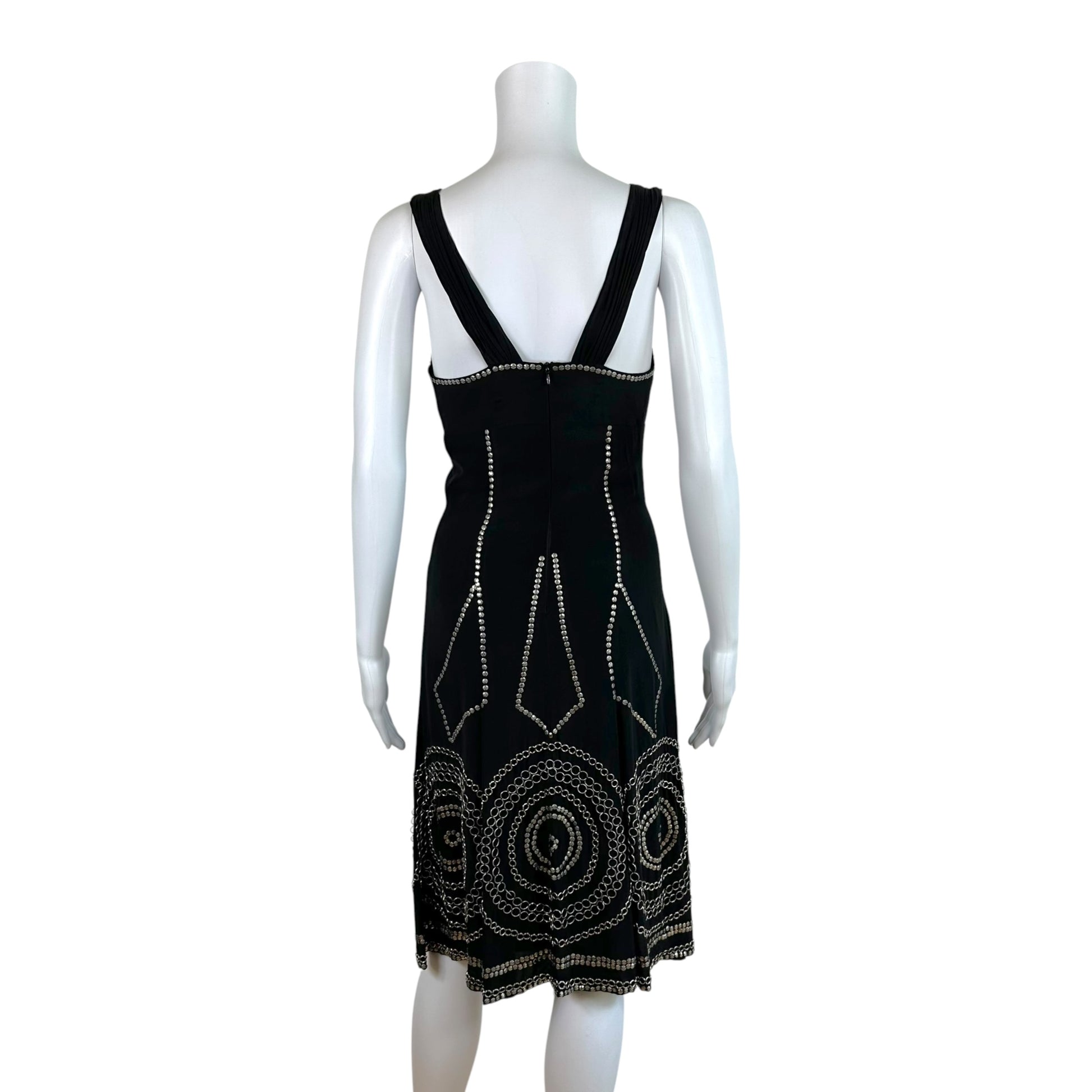 Roberto Cavalli Black Silk Maxi Dress with Metal Embellishments