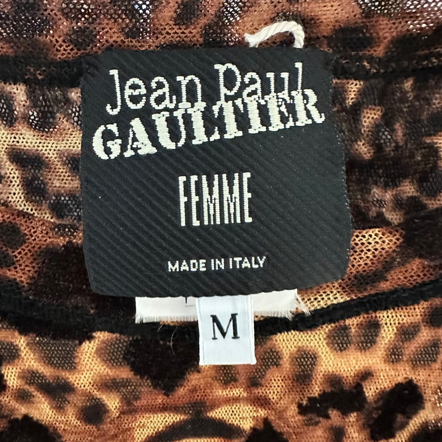 Jean Paul Gaultier Leopard Print Mesh & Velvet Longsleeve Top
