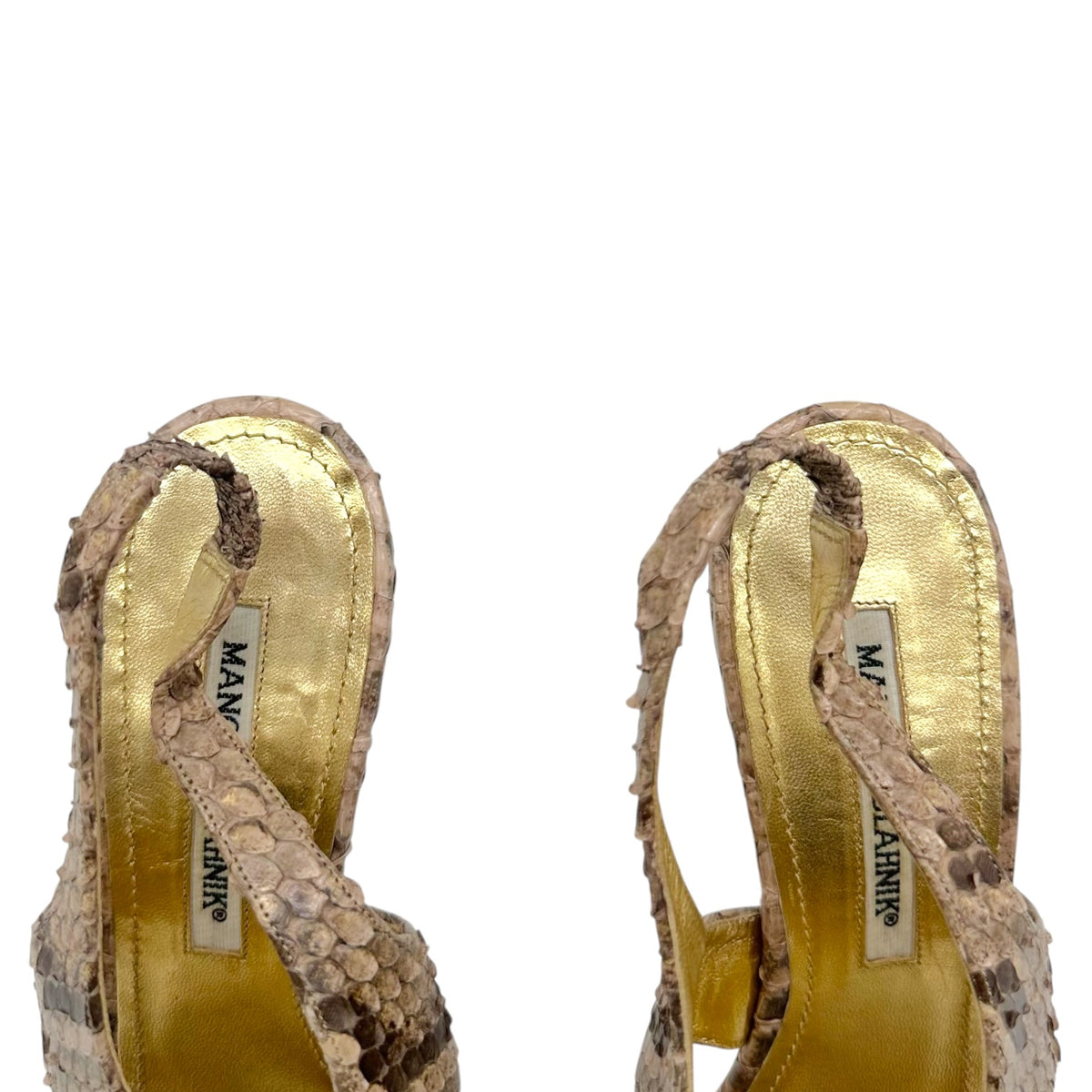 Manolo Blahnik Brown Python Slingback Sandal Heels