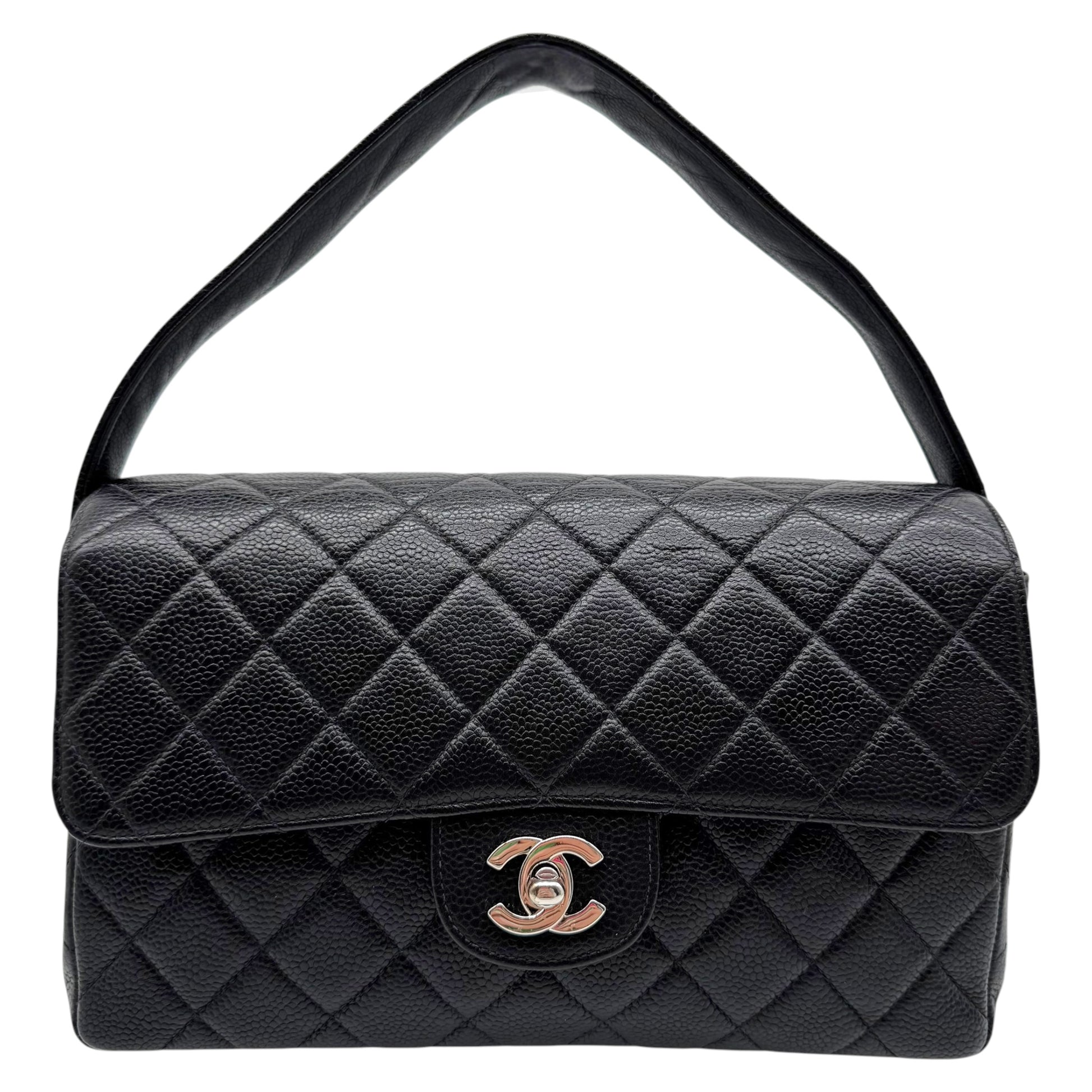 Chanel Black Caviar Leather Medium Flap Bag