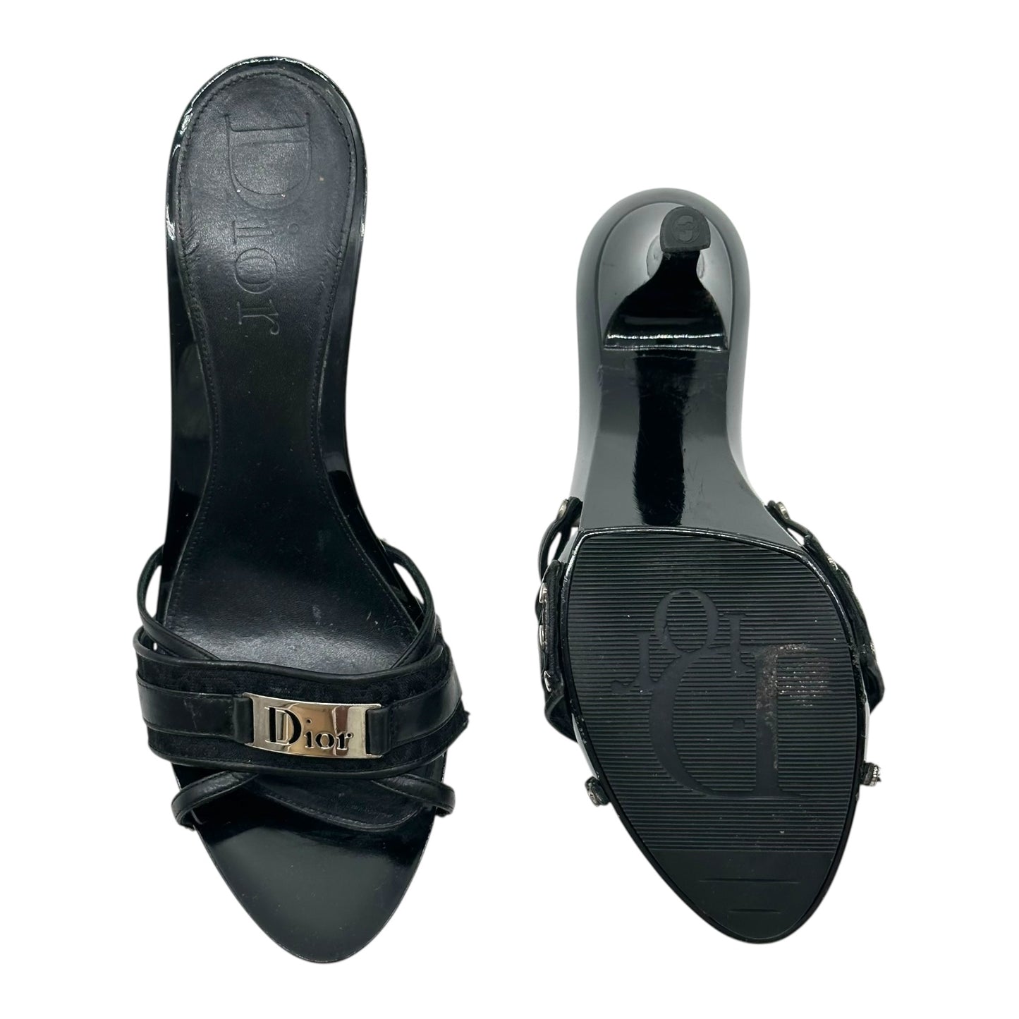 Christian Dior Black Studded Street Chic Mule Heels