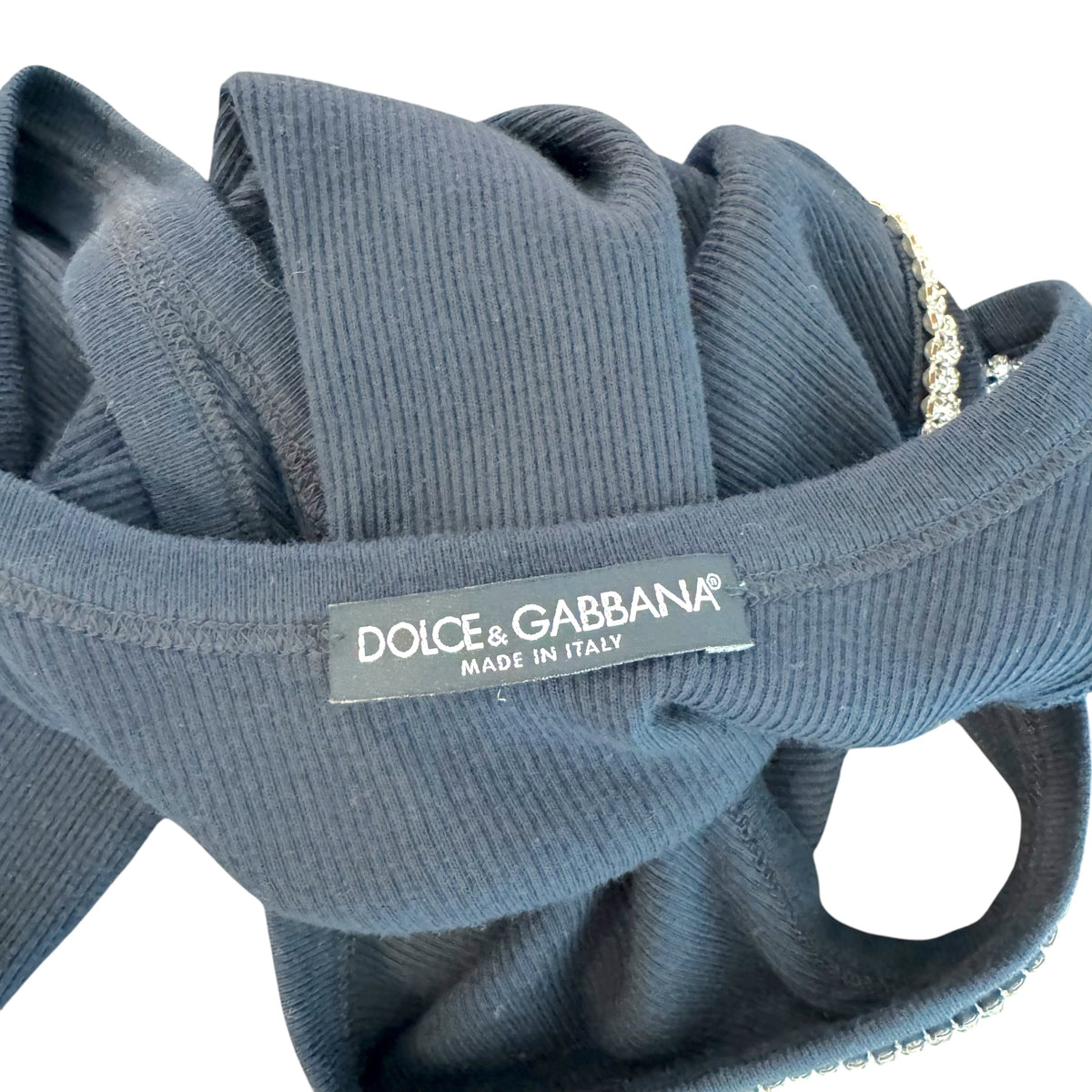 Dolce & Gabbana Black Rhinestone Logo Graphic Tank