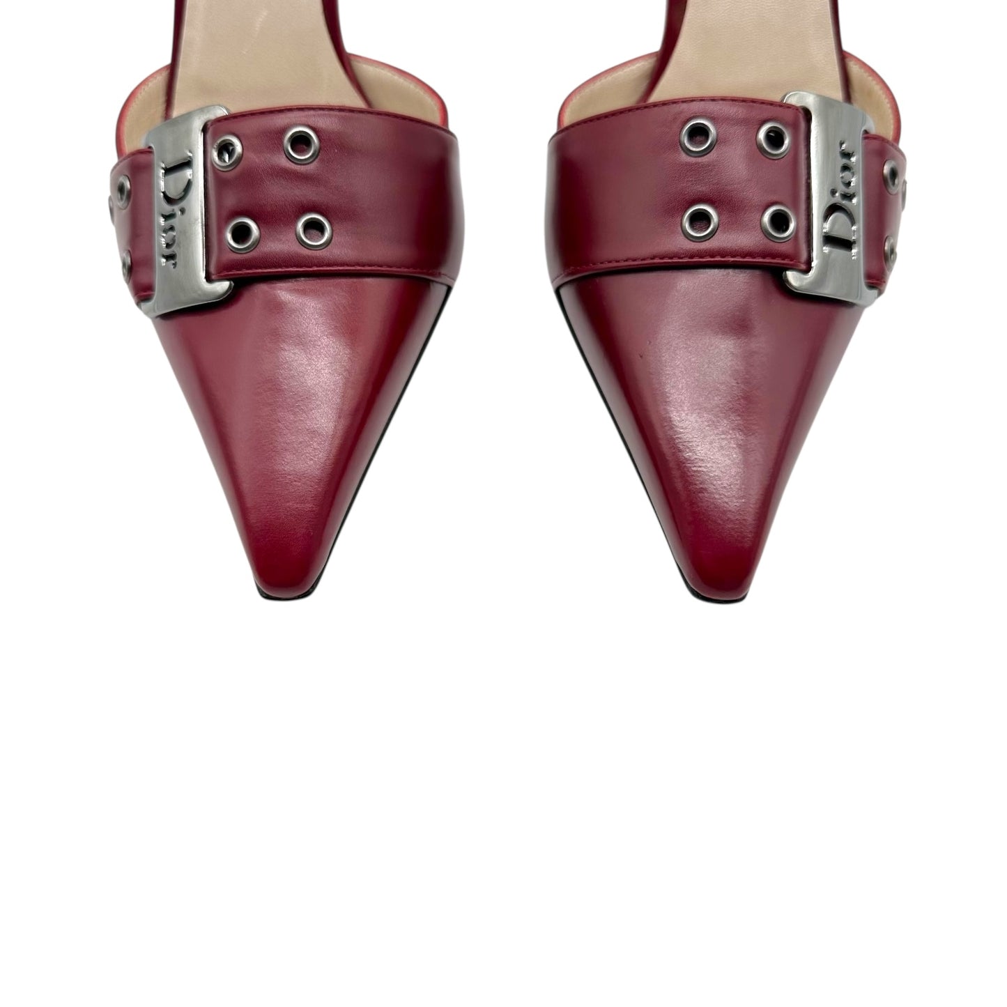 Christian Dior Burgundy Leather Street Chic Mule Heels NEW