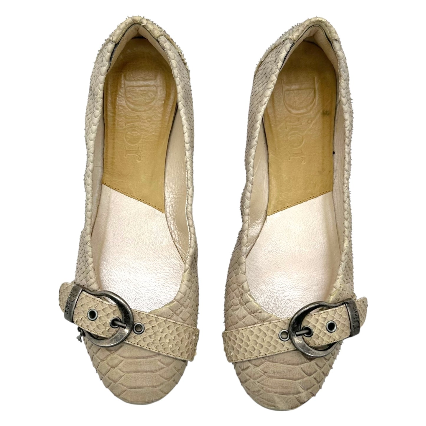 Christian Dior Ivory Python Gaucho Flats