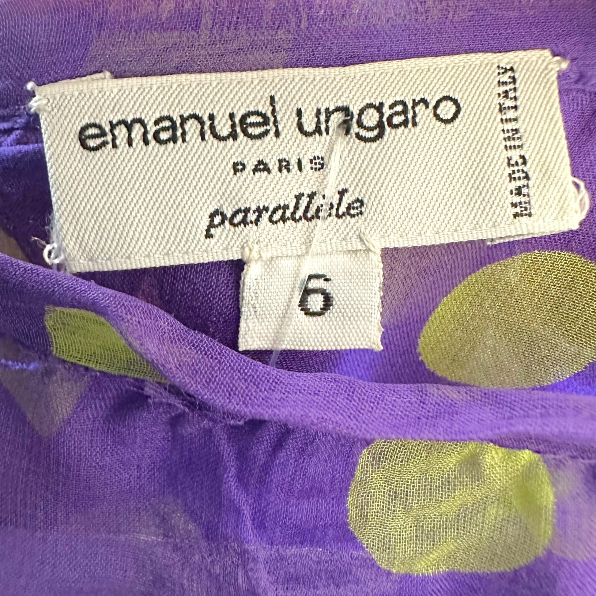 Emanuel Ungaro Silk Wrap Maxi Skirt Purple Green Polka Dot