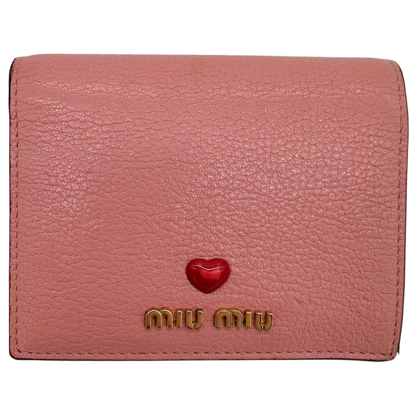 Miu Miu Pink Bi-Fold Wallet With Heart Detail
