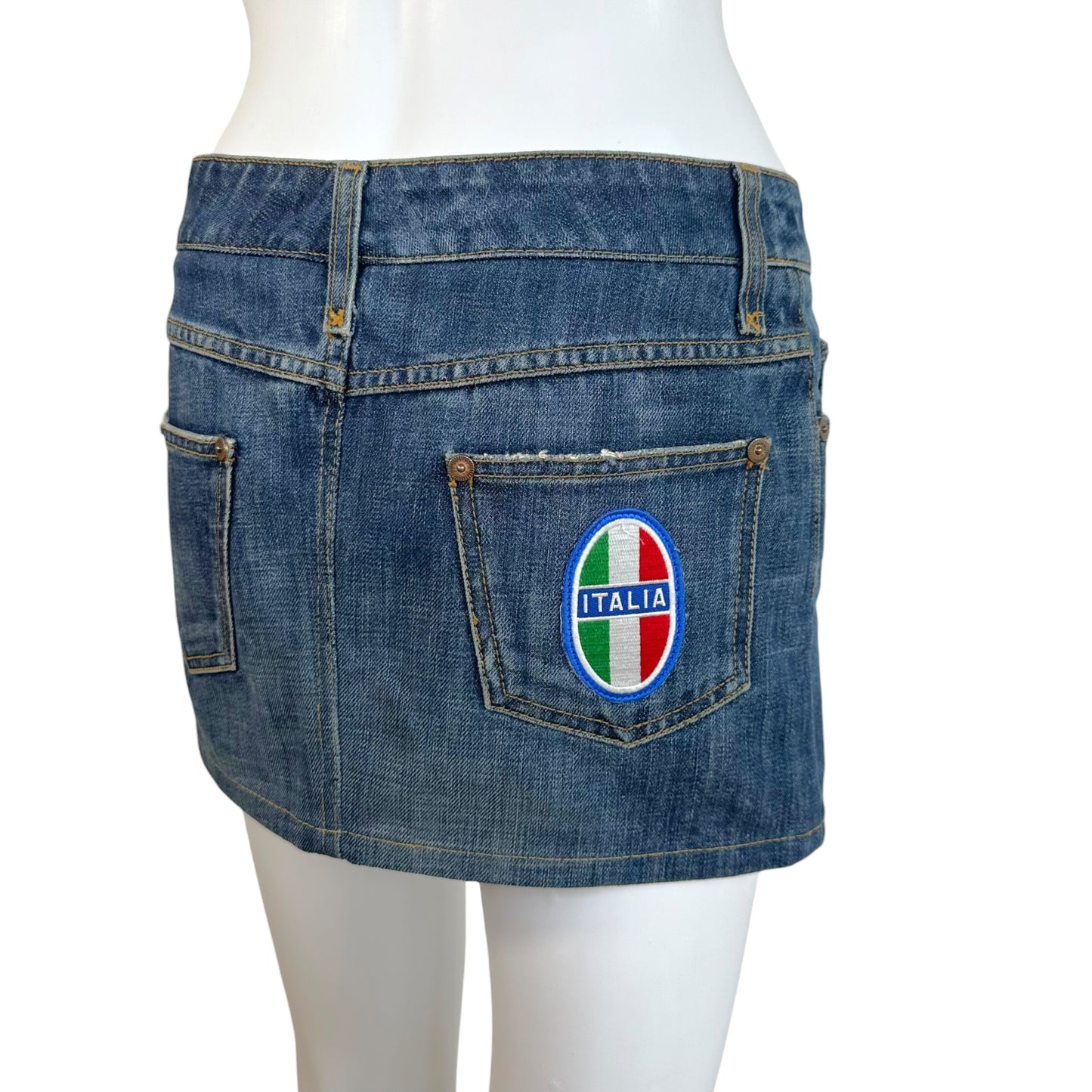Dolce & Gabbana Mini Denim Skirt Blue Wash Italia Patch