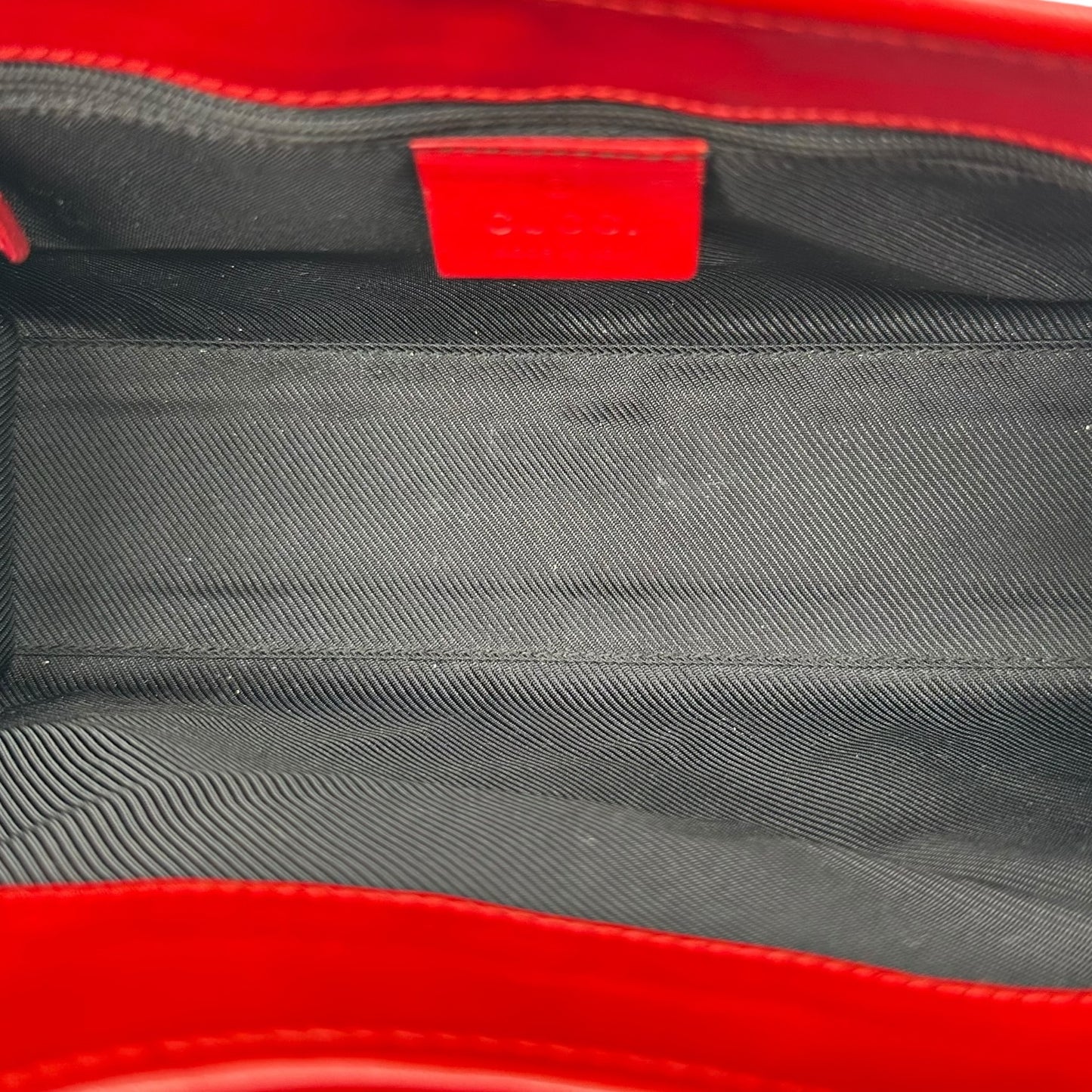 Gucci Gray Monogram & Red Leather Mini Jackie Bag
