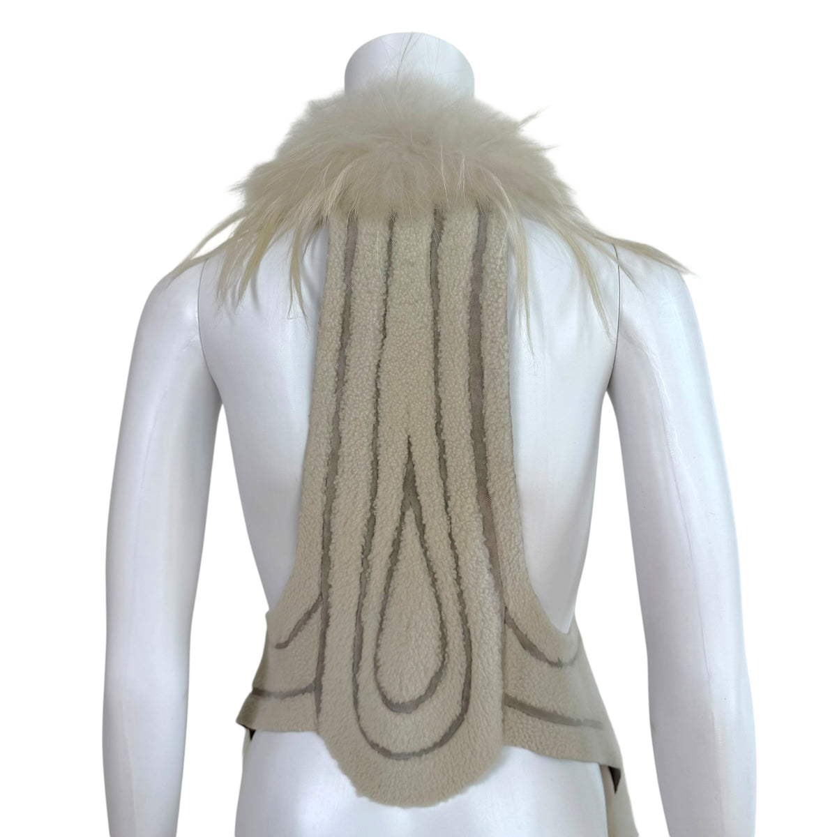 Roberto Cavalli Ivory Shearling Goat Fur Vest