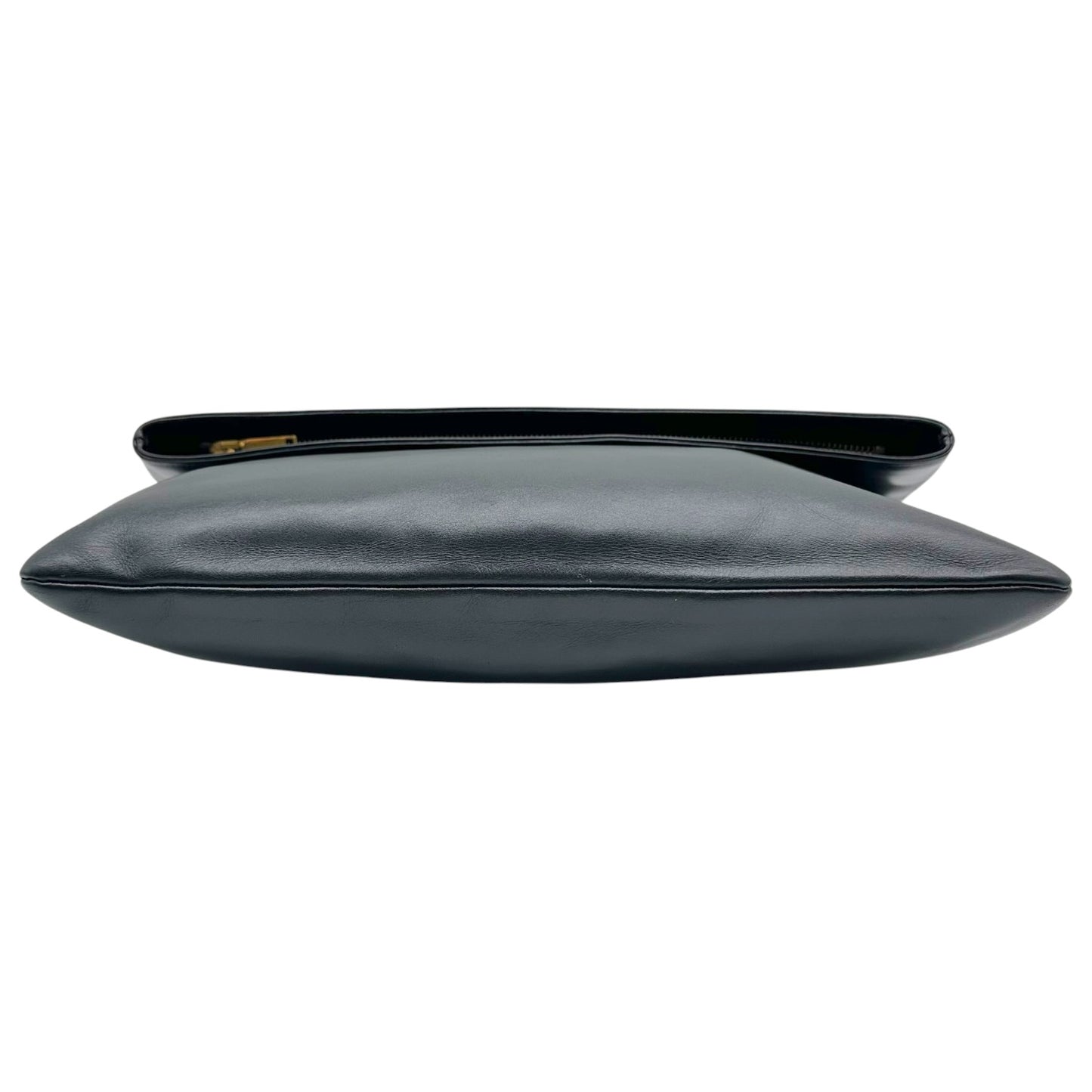 Saint Laurent Black Fold-Over Leather Clutch Bag