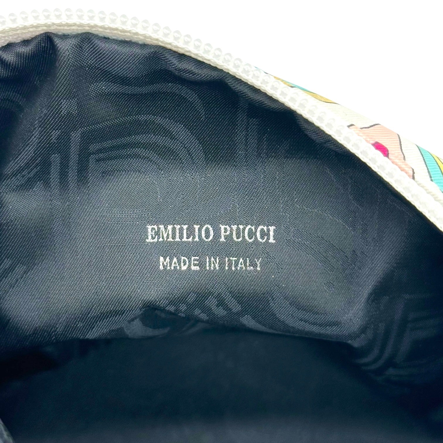 Emilio Pucci Silk Mini Pochette Bag White Multicolor Print