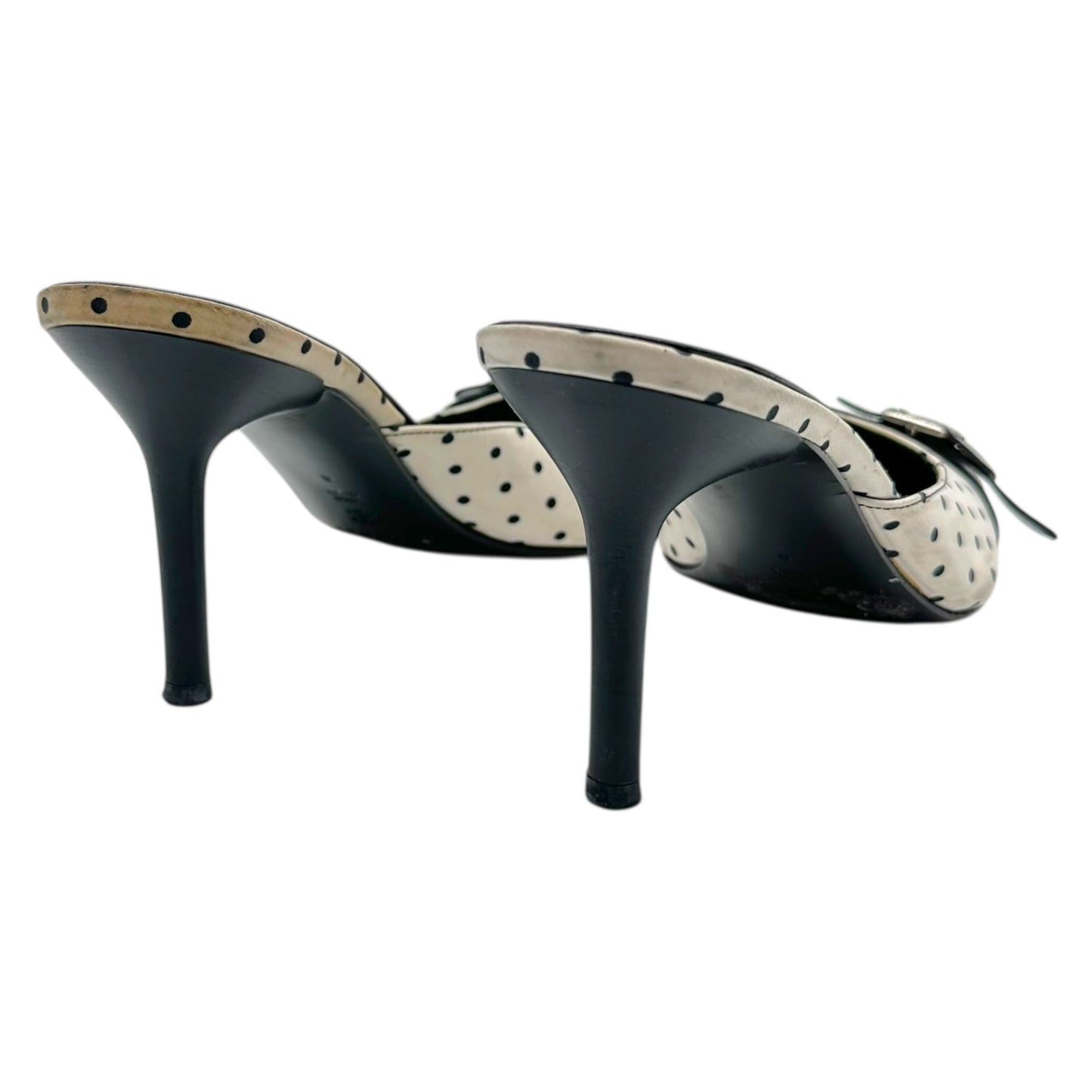 Casadei Black & White Polka Dot Heeled Mules