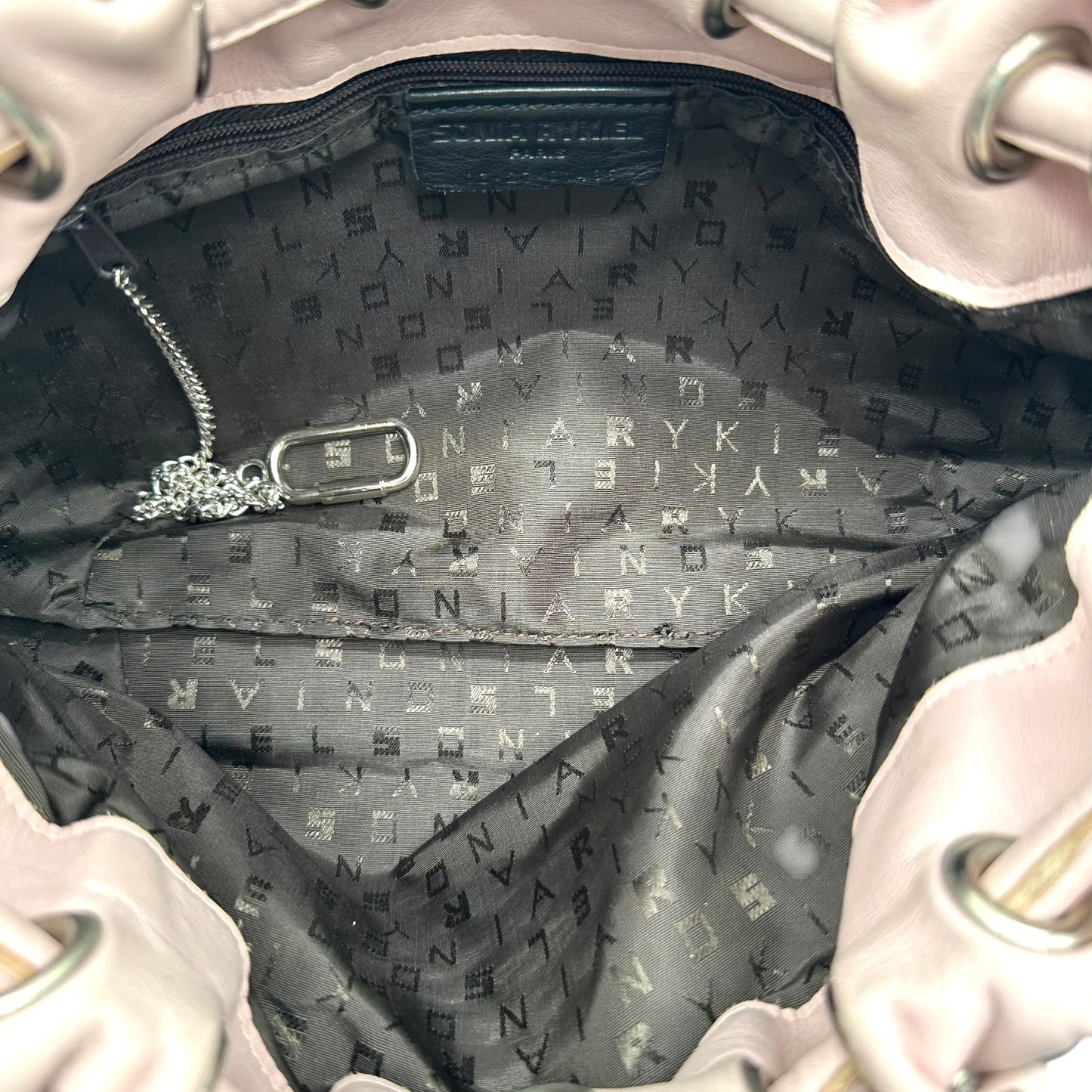 Sonia Rykiel Light Pink Leather & Multicolor Crystal Domino Bag