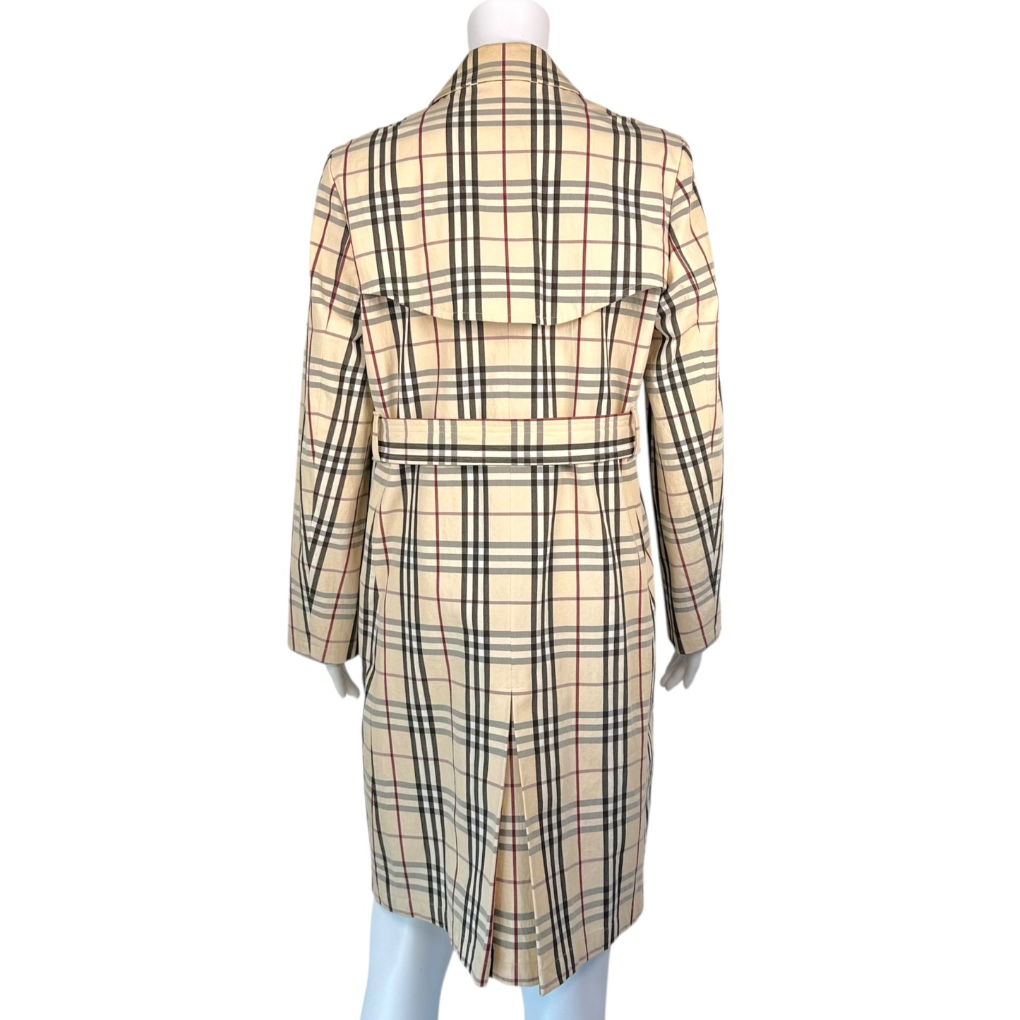 Burberry London Classic Nova Check Plaid Print Trench Coat