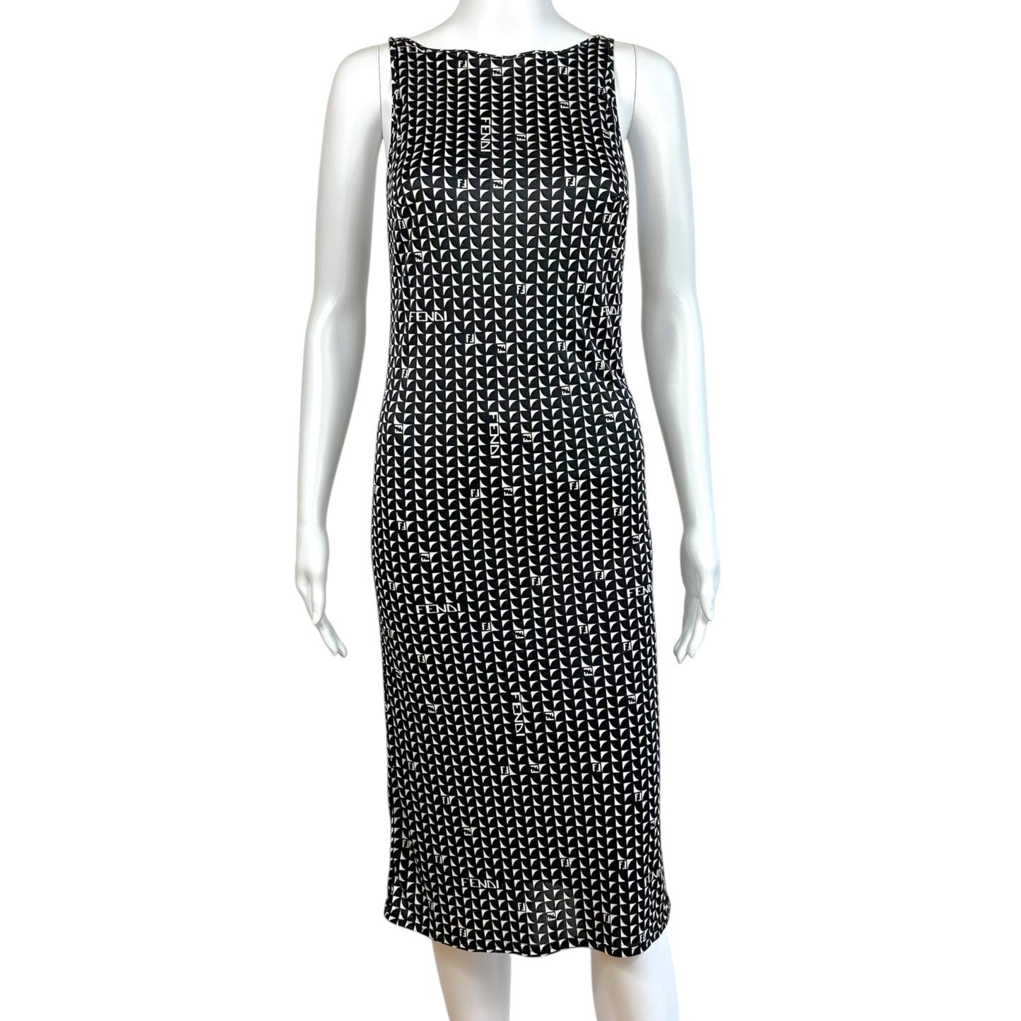 Fendi Black & White Monogram Midi Dress