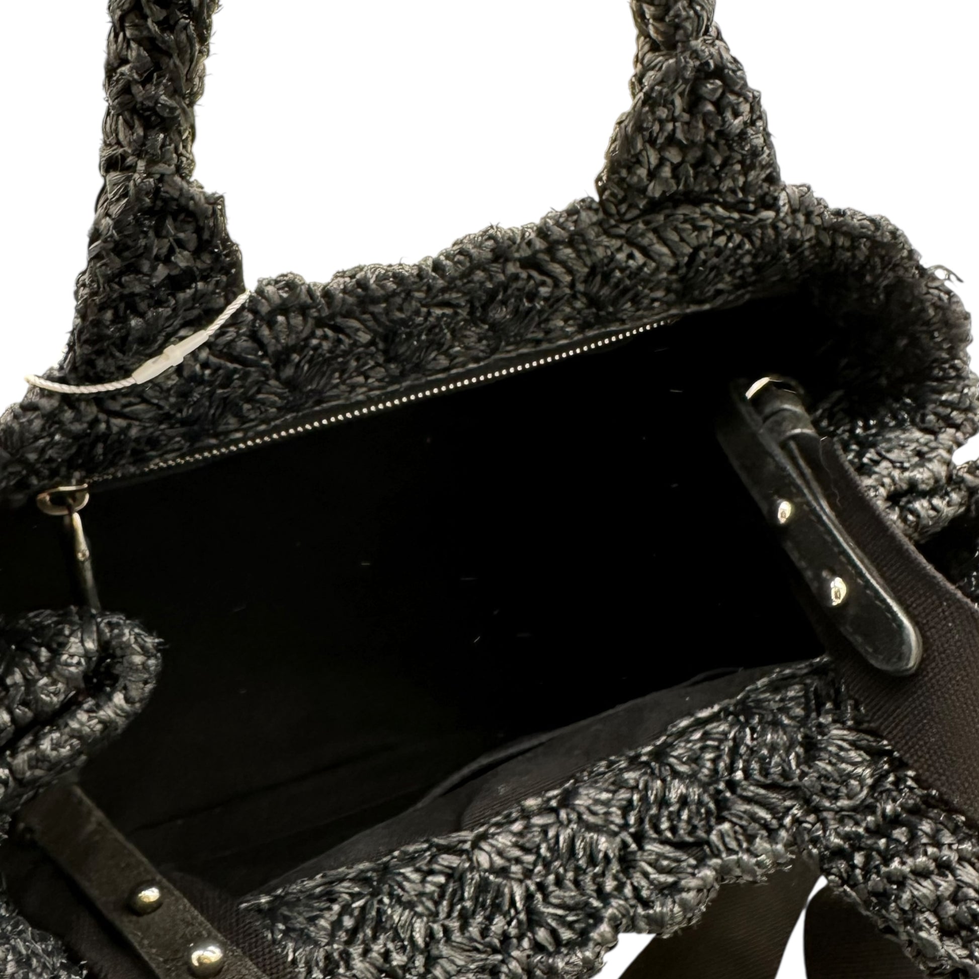 Prada Raffia Pink & Black Canapa 2-Way Tote Bag - Outfit Repeater