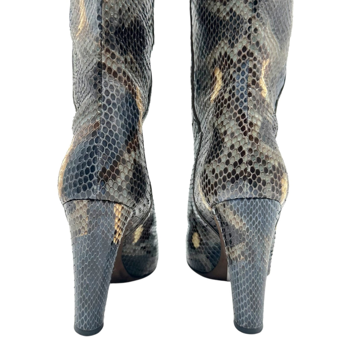 Valentino Garavani Blue & Gray Python Heeled Knee High Boots