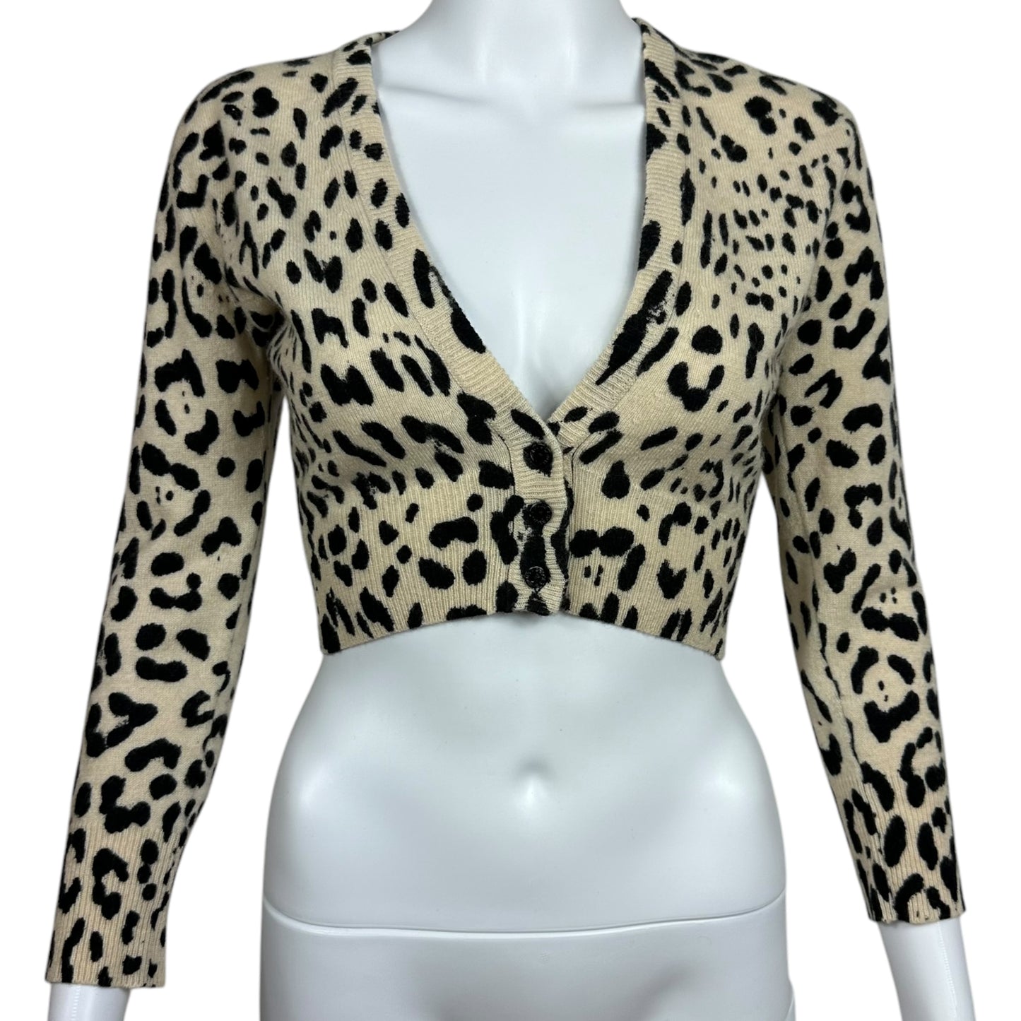 Dolce & Gabbana 3/4 Sleeve Cropped Leopard Print Cashmere Cardigan - Outfit Repeater
