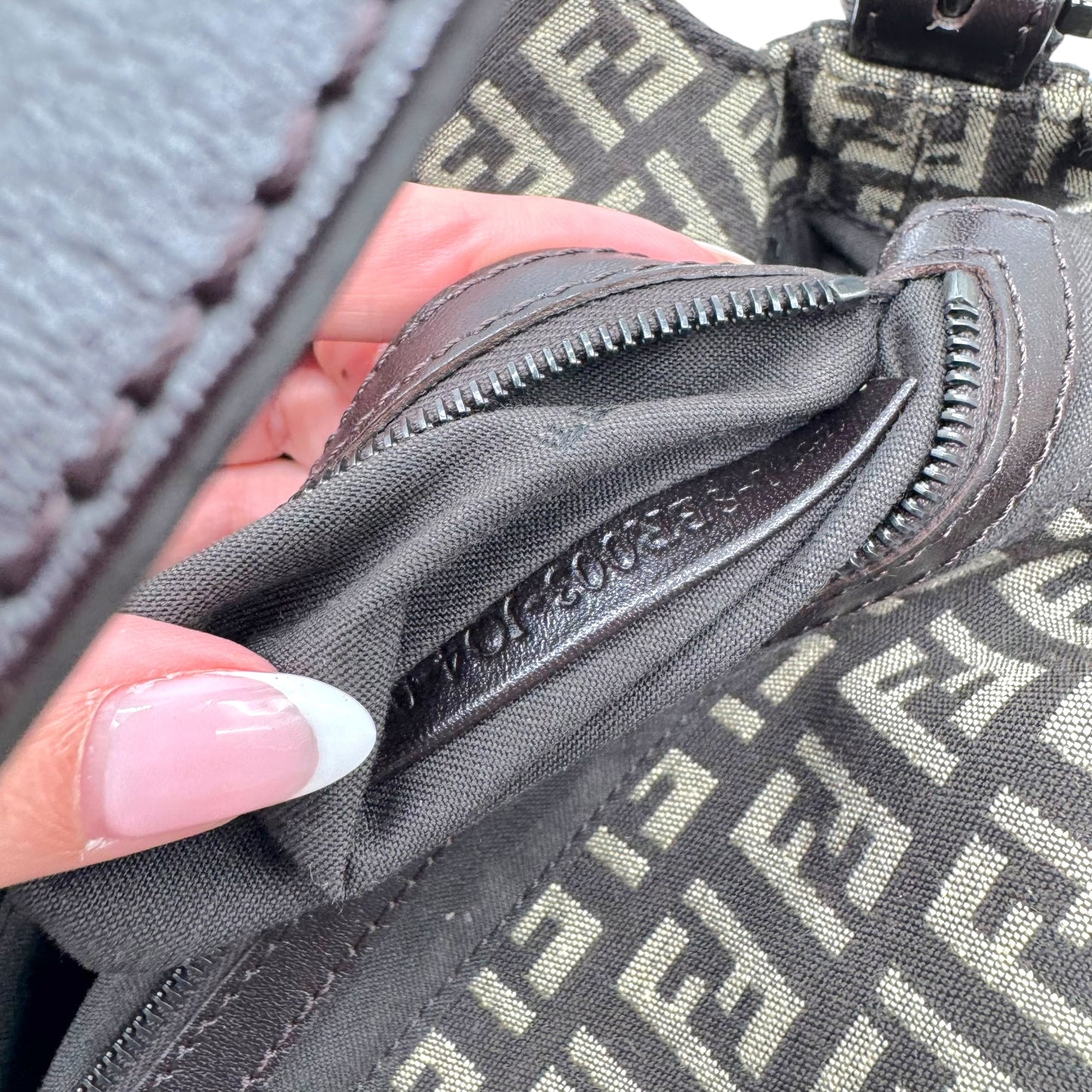 Fendi Brown Zucchino Monogram Fold-Over Baguette Bag