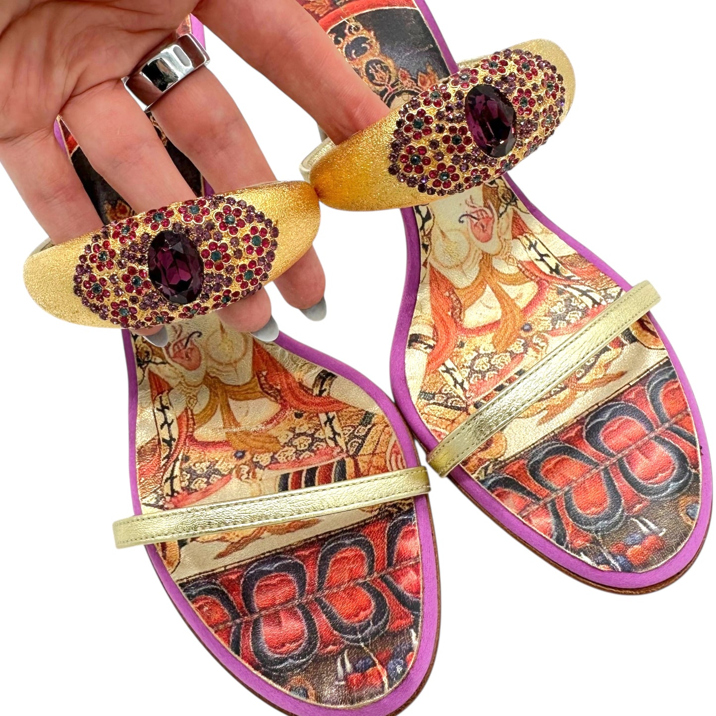 Giuseppe Zanotti Crystal Embellished Pink & Gold Heels - Outfit Repeater