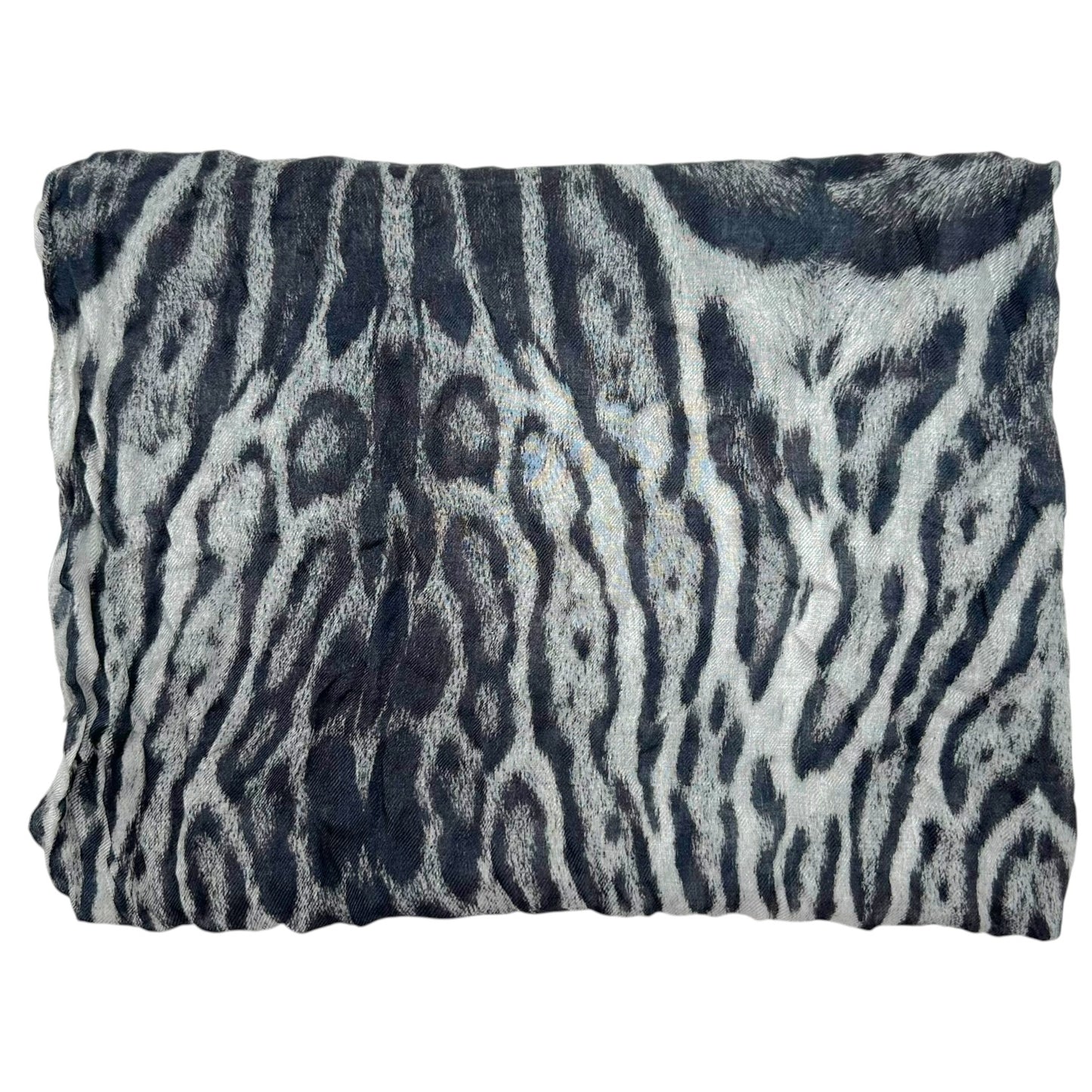 Roberto Cavalli Semi-Sheer Gray Leopard Print Stole Scarf