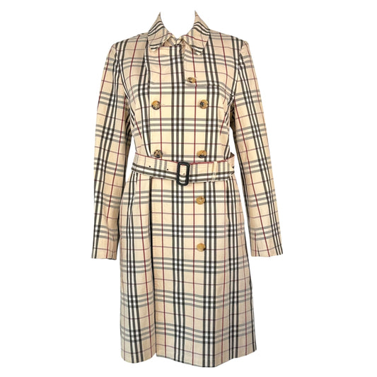 Burberry London Classic Nova Check Plaid Print Trench Coat