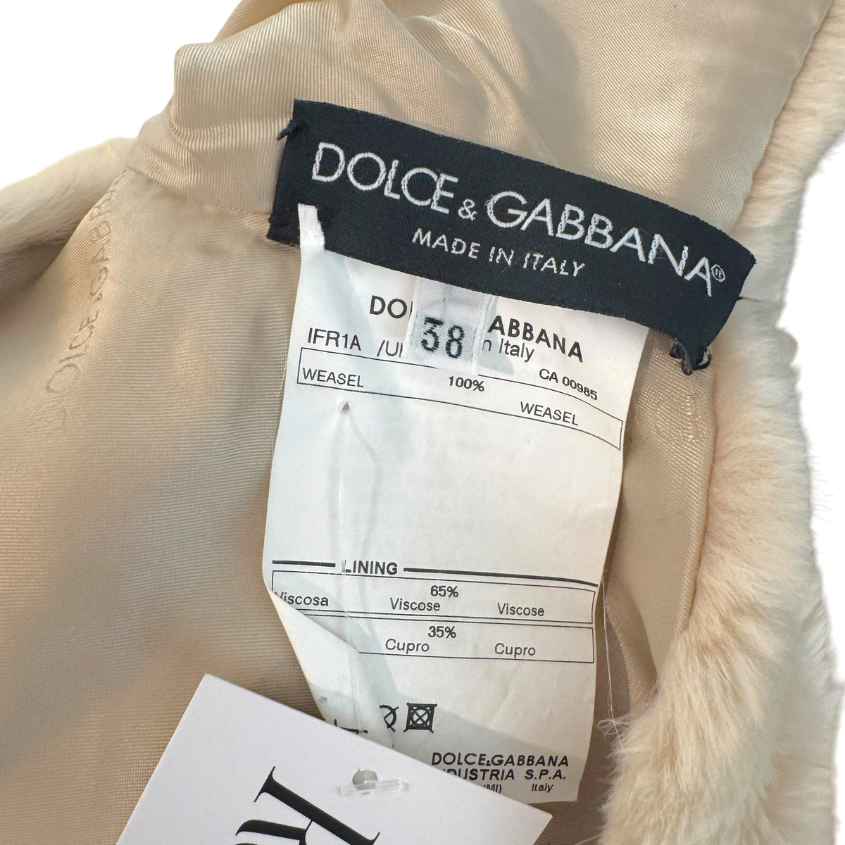 Dolce & Gabbana Cropped Bolero Vest Beige Weasel Fur