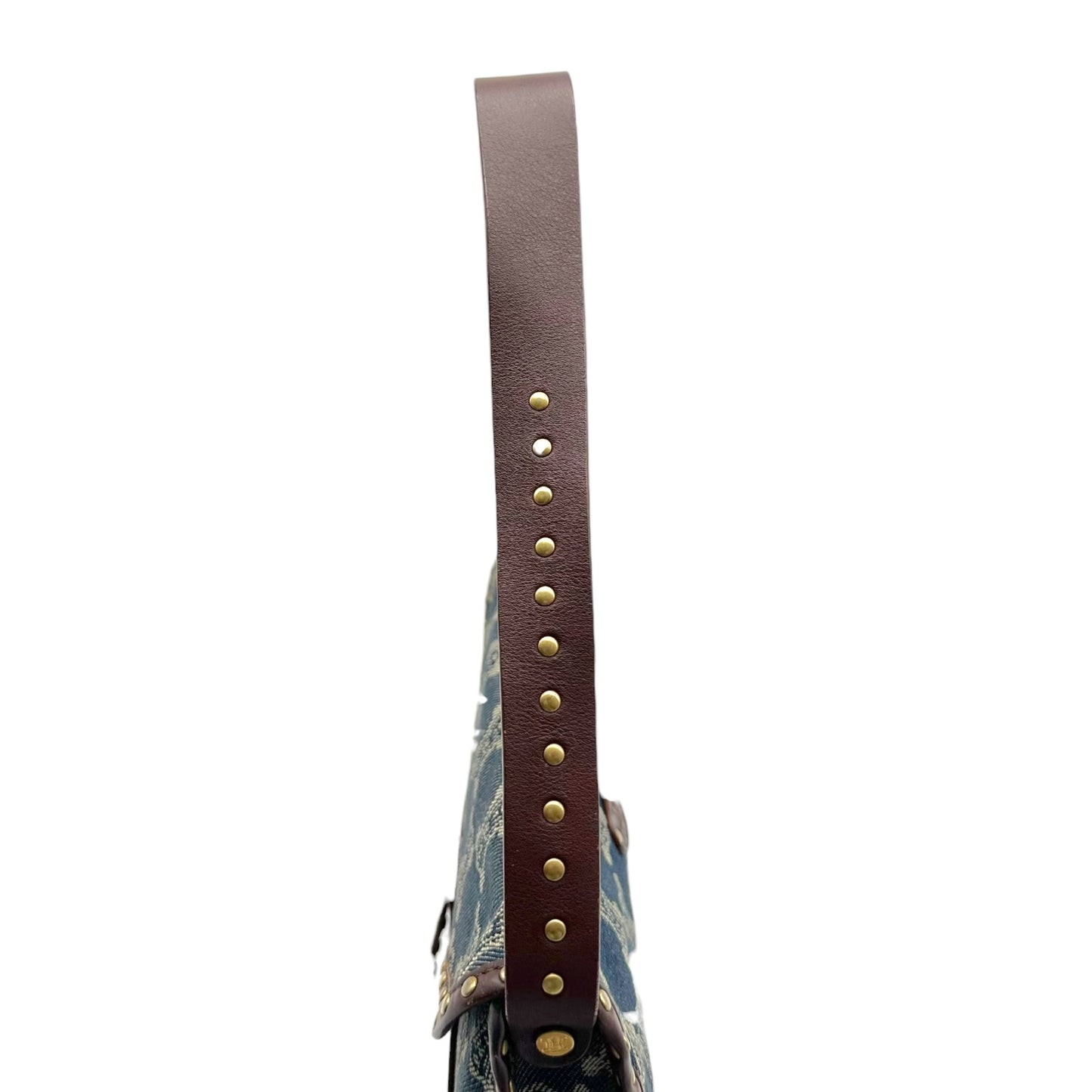 Celine Denim Shoulder Bag Triomphe Monogram Studded