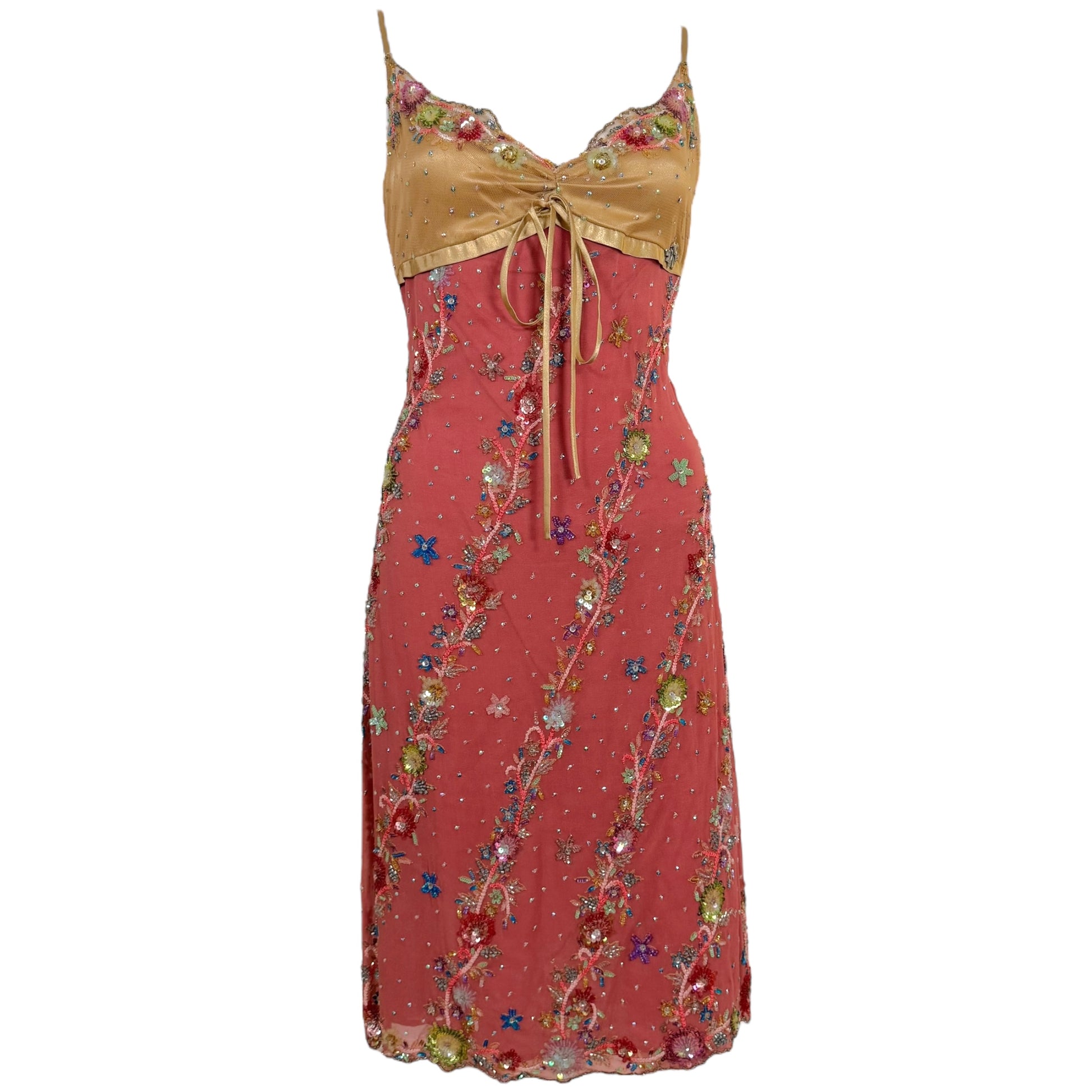 Galliano Pink Silk Floral Beaded Midi Dress NEW - Outfit Repeater