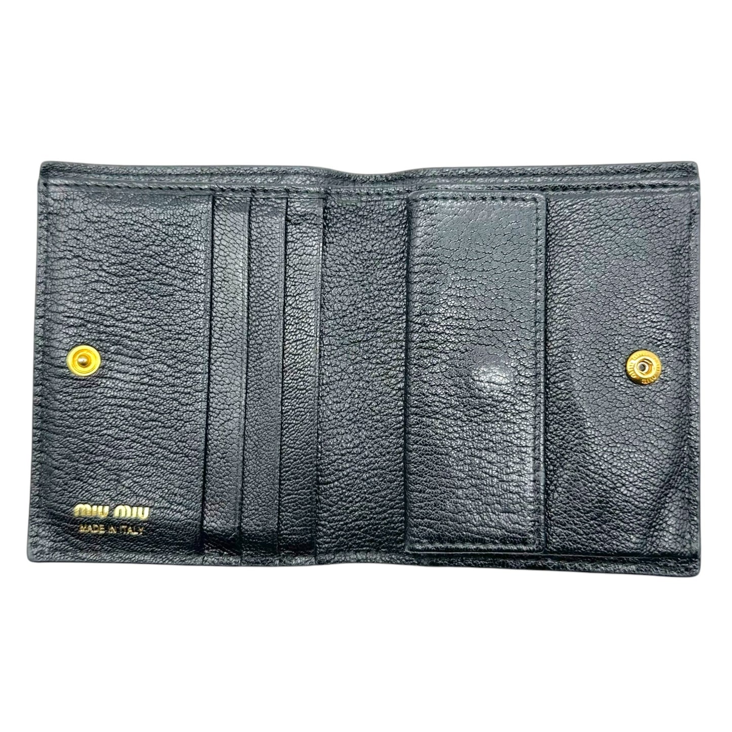 Miu Miu Black Gold Leather Bi-Fold Wallet