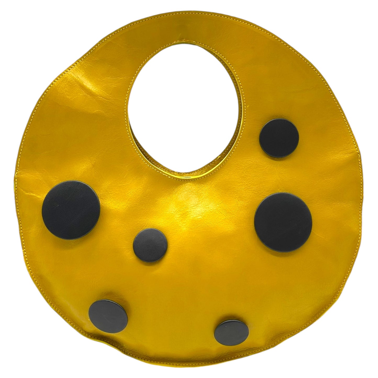 Jean Paul Gaultier Yellow Pin Embellished Round Handbag