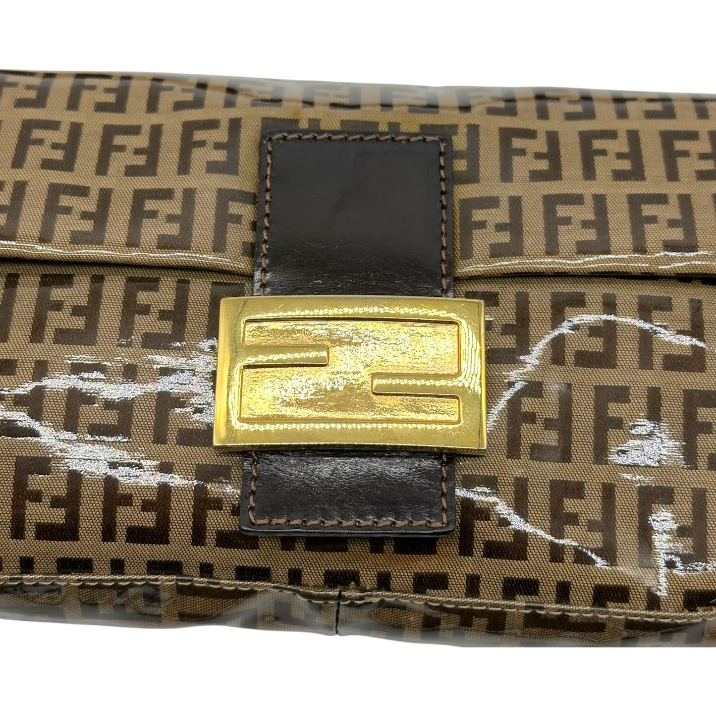 Fendi Tan Zucchino Monogram Coated Canvas Baguette Bag - Outfit Repeater