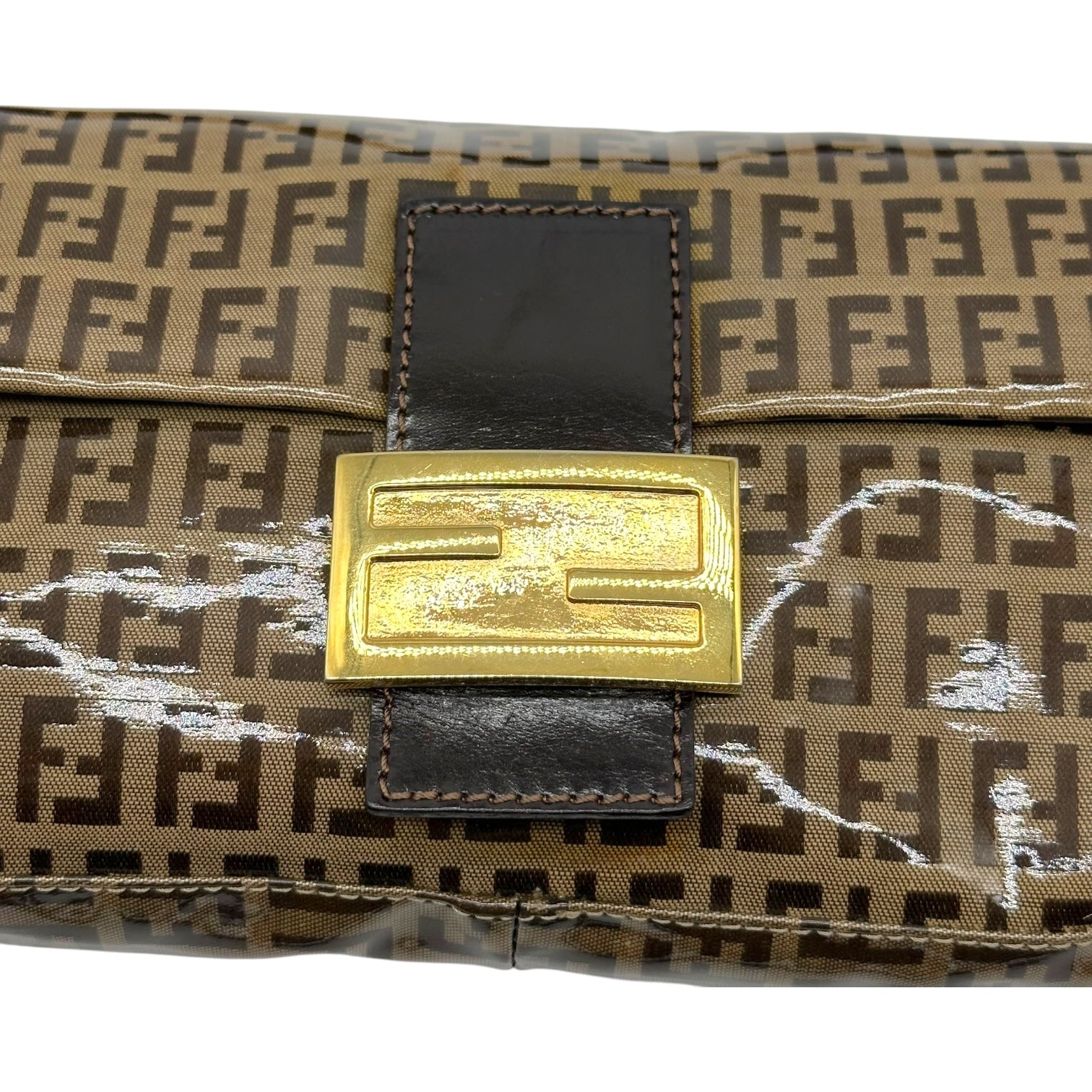Fendi Tan Zucchino Monogram Coated Canvas Baguette Bag - Outfit Repeater
